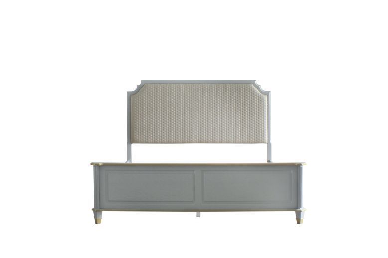 House Marchese - Queen Bed - Two Tone Beige Fabric & Pearl Gray, light gray, view 7