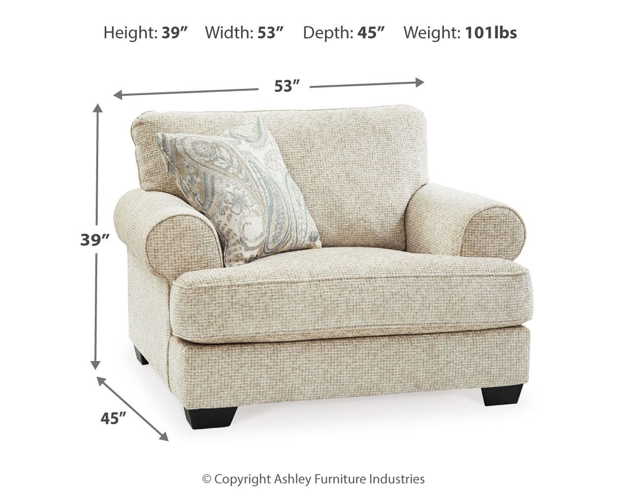 Ashley Furniture Monaghan - 2 Pc. - Chair and a Half with Ottoman - Sandstone - Image 5