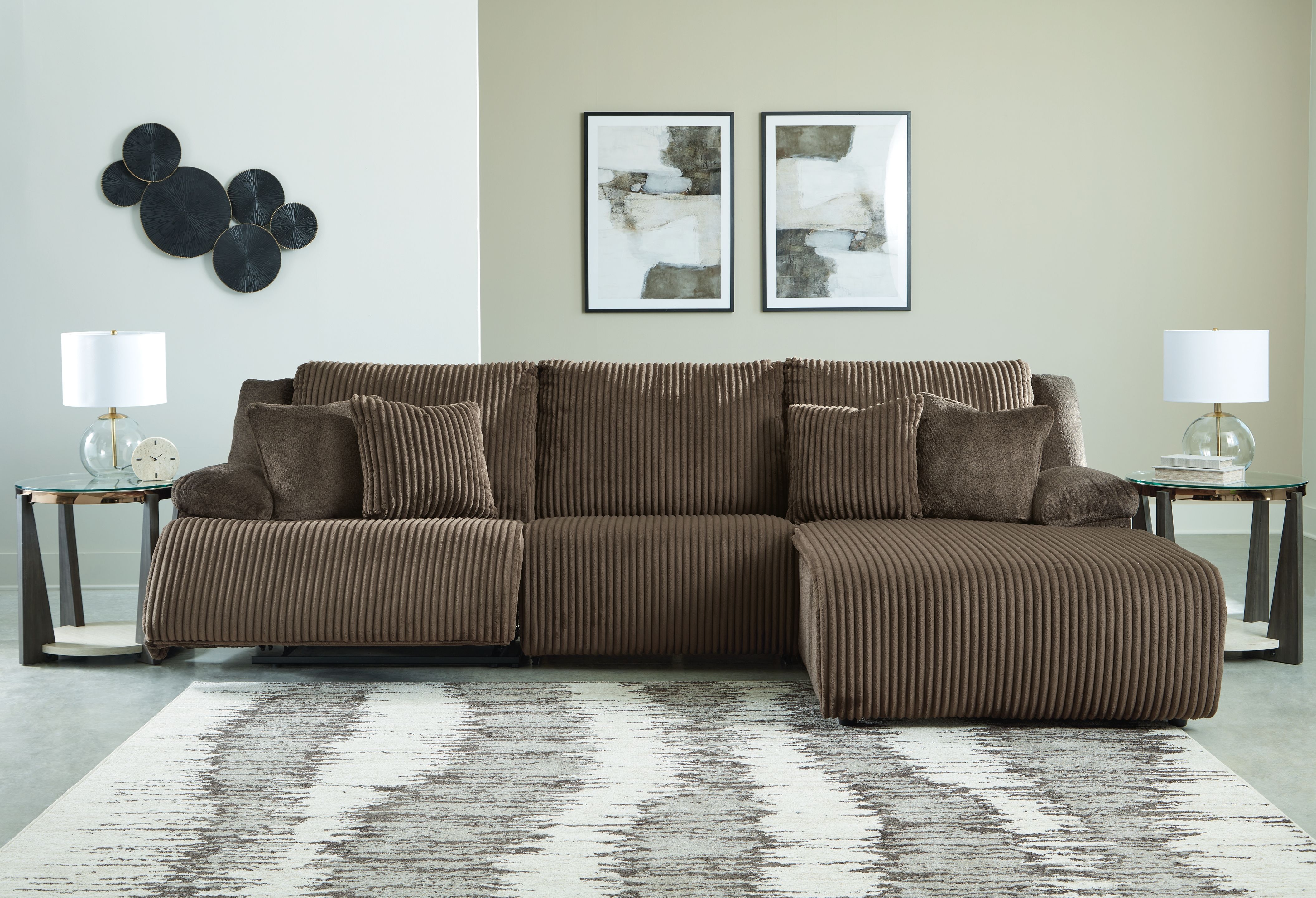 Ashley Furniture Top Tier - 3-Piece Reclining Sectional Sofa With Raf Chaise - Chocolate - Image 5