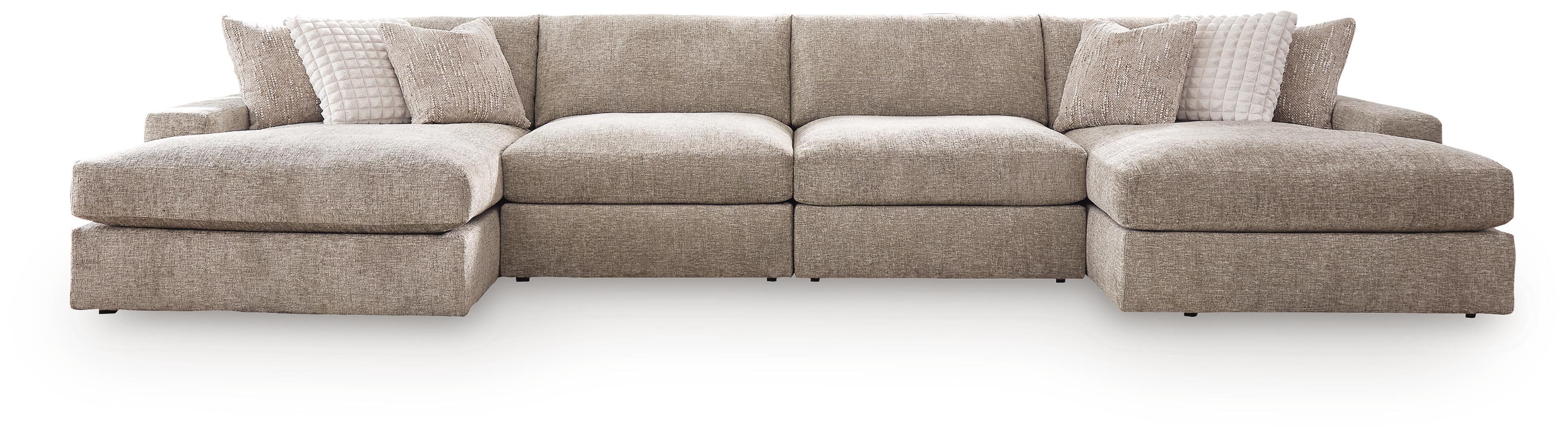 Nexora-Court – 4-Piece Double Chaise Sectional – Burlap