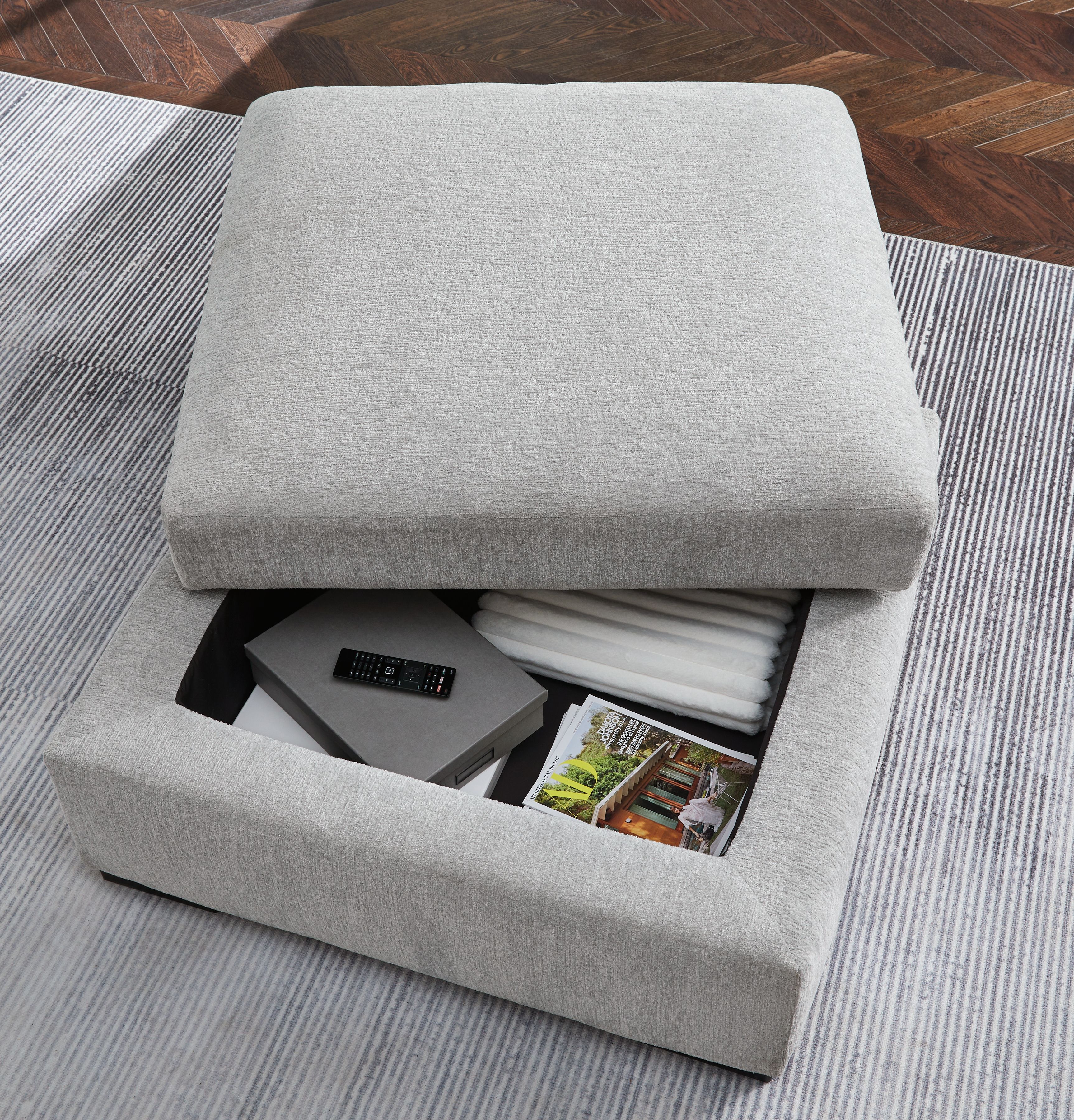 Ashley Furniture Gabyleigh - Ottoman With Storage - Nickel - Image 5