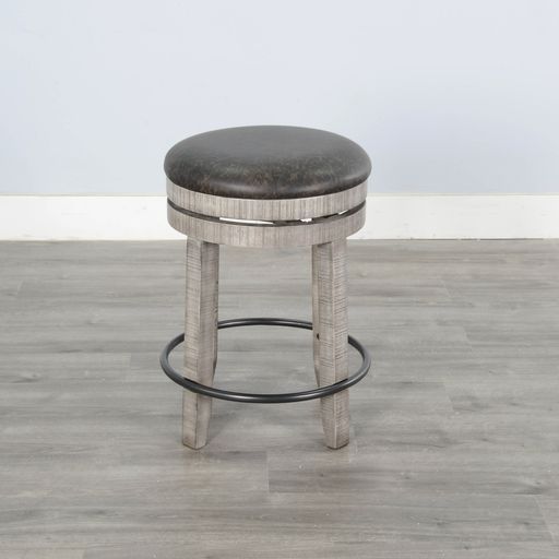 Alpine - 24\" Swivel Stool With Cushion Seat - Gray Image