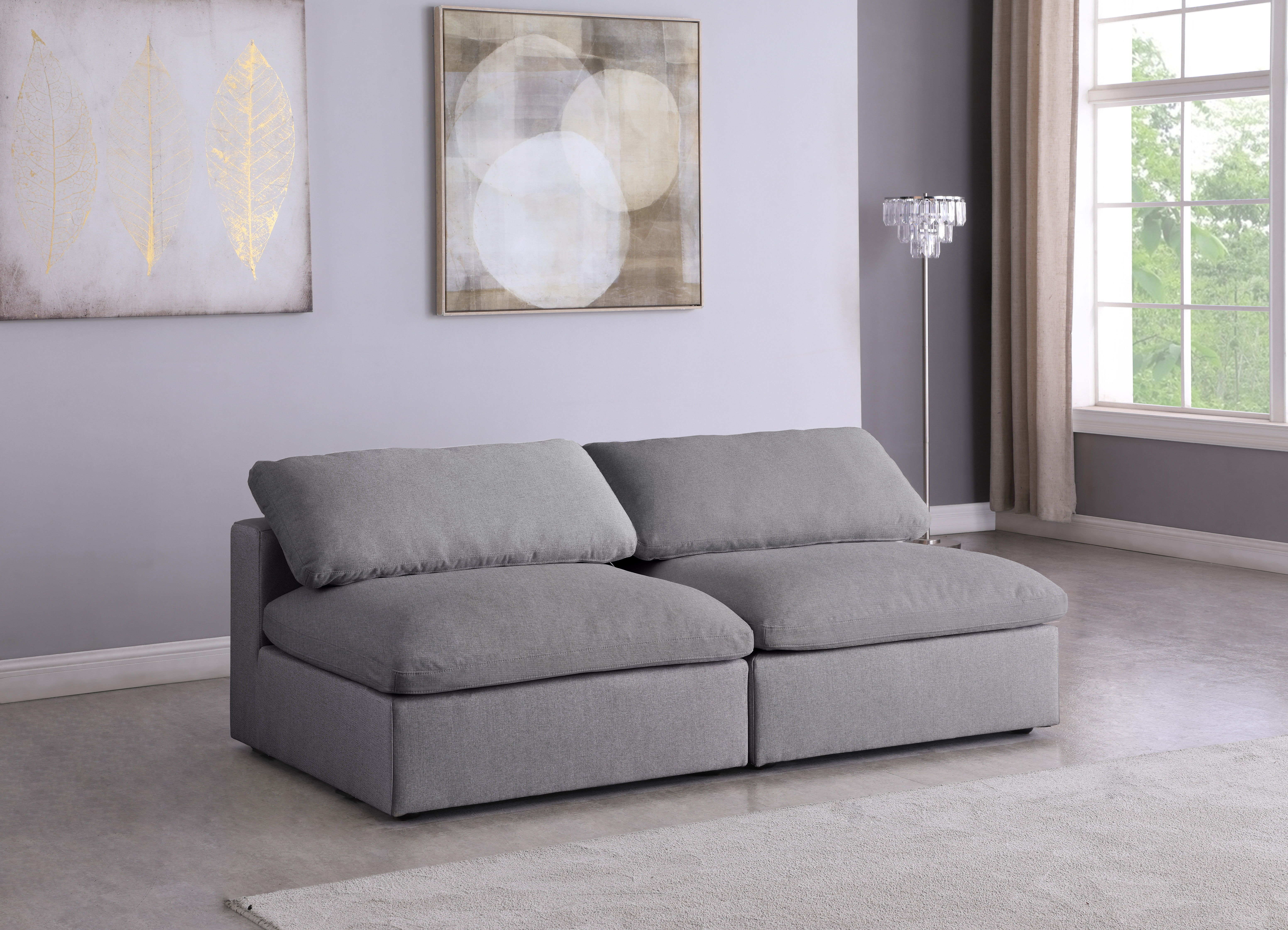 Serene - 2 Piece Modular Armless Sofa - Gray