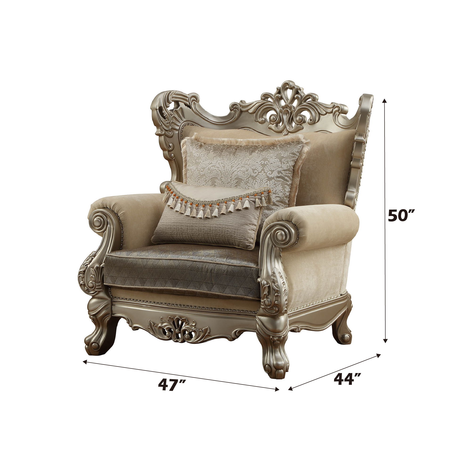 Ranita - Chair With 2 Pillows - Fabric & Champagne, beige, view 5