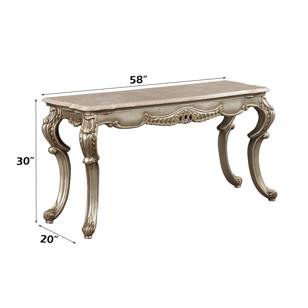 Miliani - Sofa Table With Marble Top - Natural Marble Top & Antique Bronze, silver, view 6