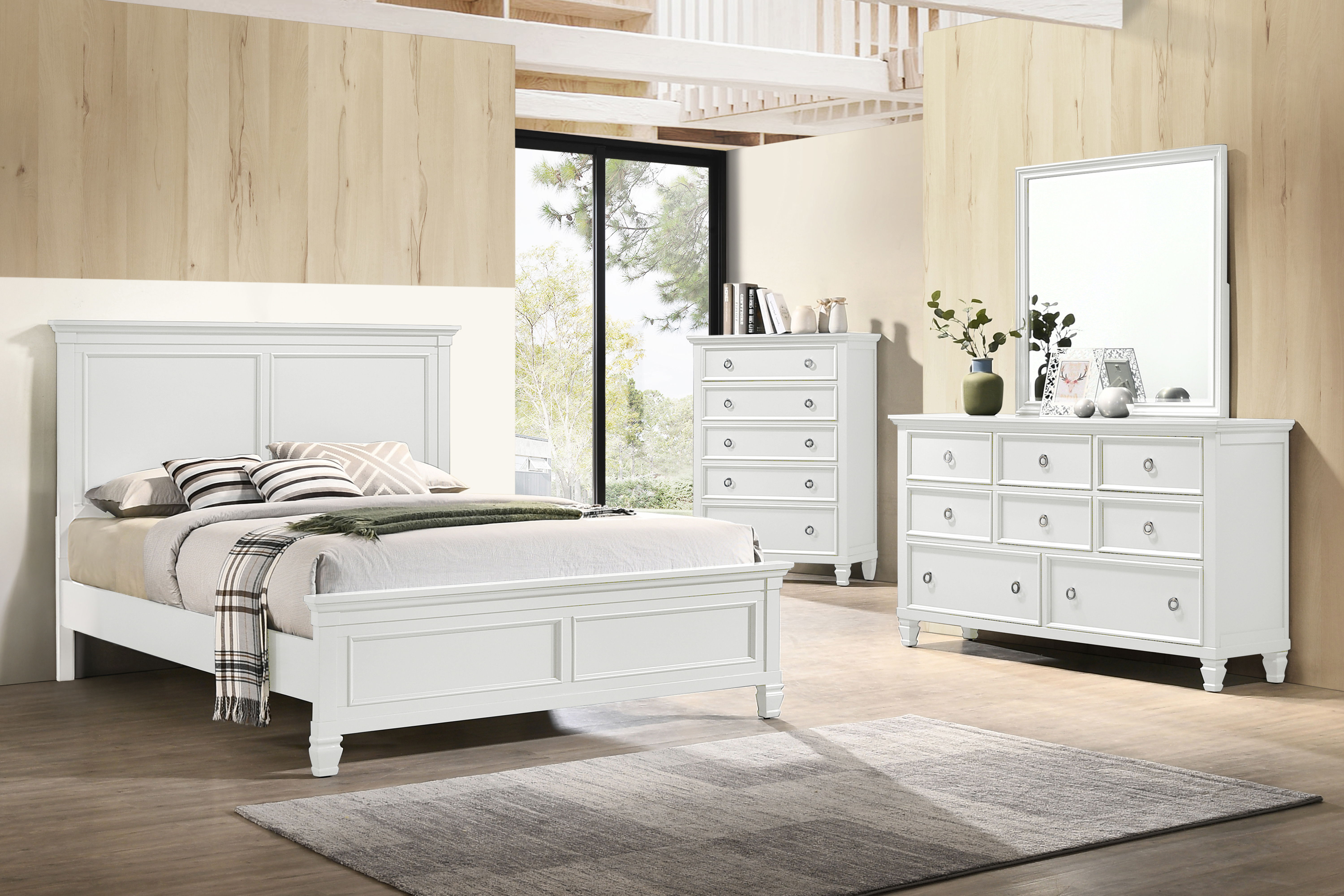 Tamarack - Western King 4 Piece Bedroom Set (Bed, Dresser, Mirror, Chest) - White