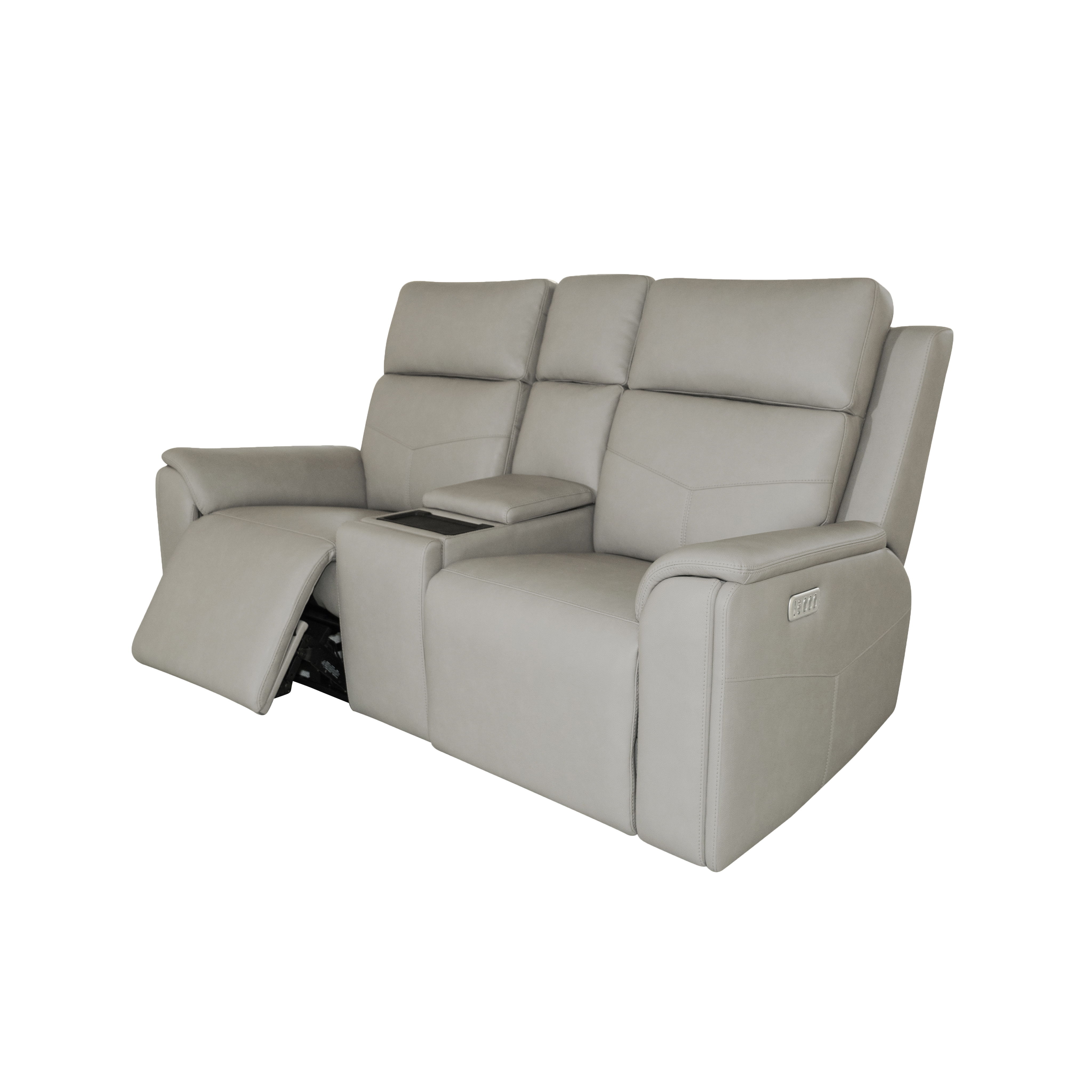 Vernon - Power Reclining Loveseat With Console, Power Headrests, Lumbar, Heat & Massage - Dove Gray, light gray, view 2
