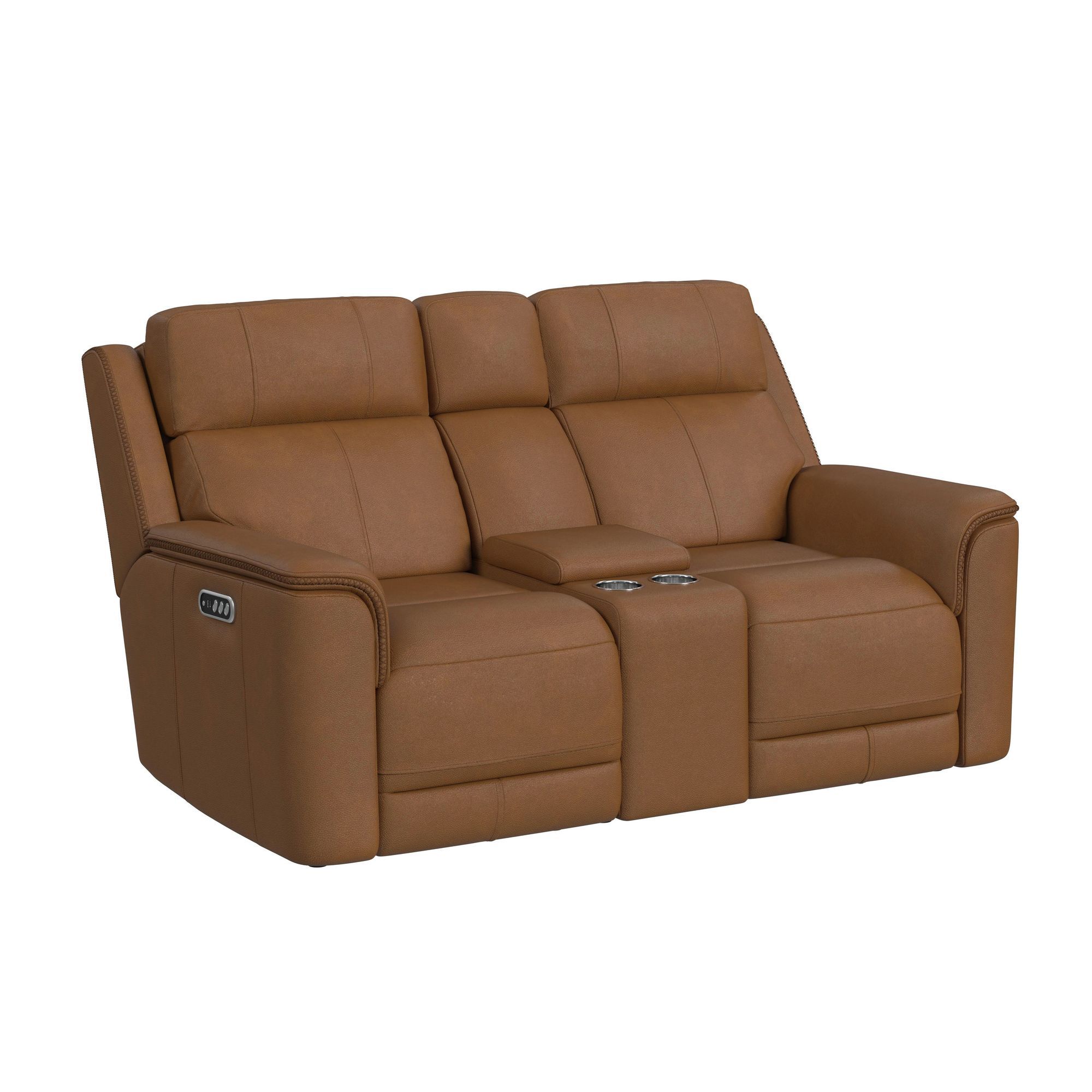 Power Motion Loveseat With Console, Power Headrest And Lumbar