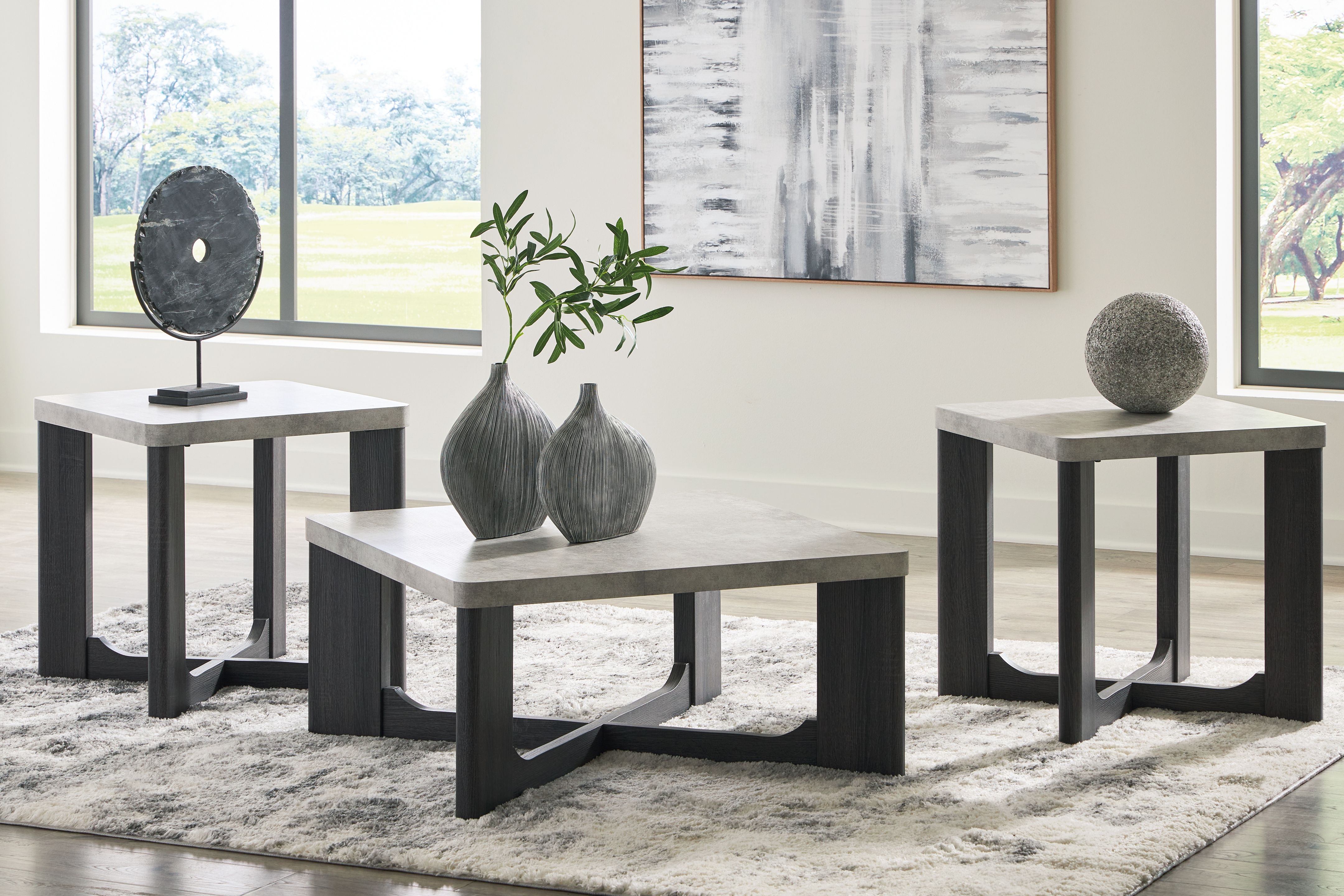 Ashley Furniture Sharstorm - Occasional Table Set (Set of 3) - Two-tone Gray - Image 2