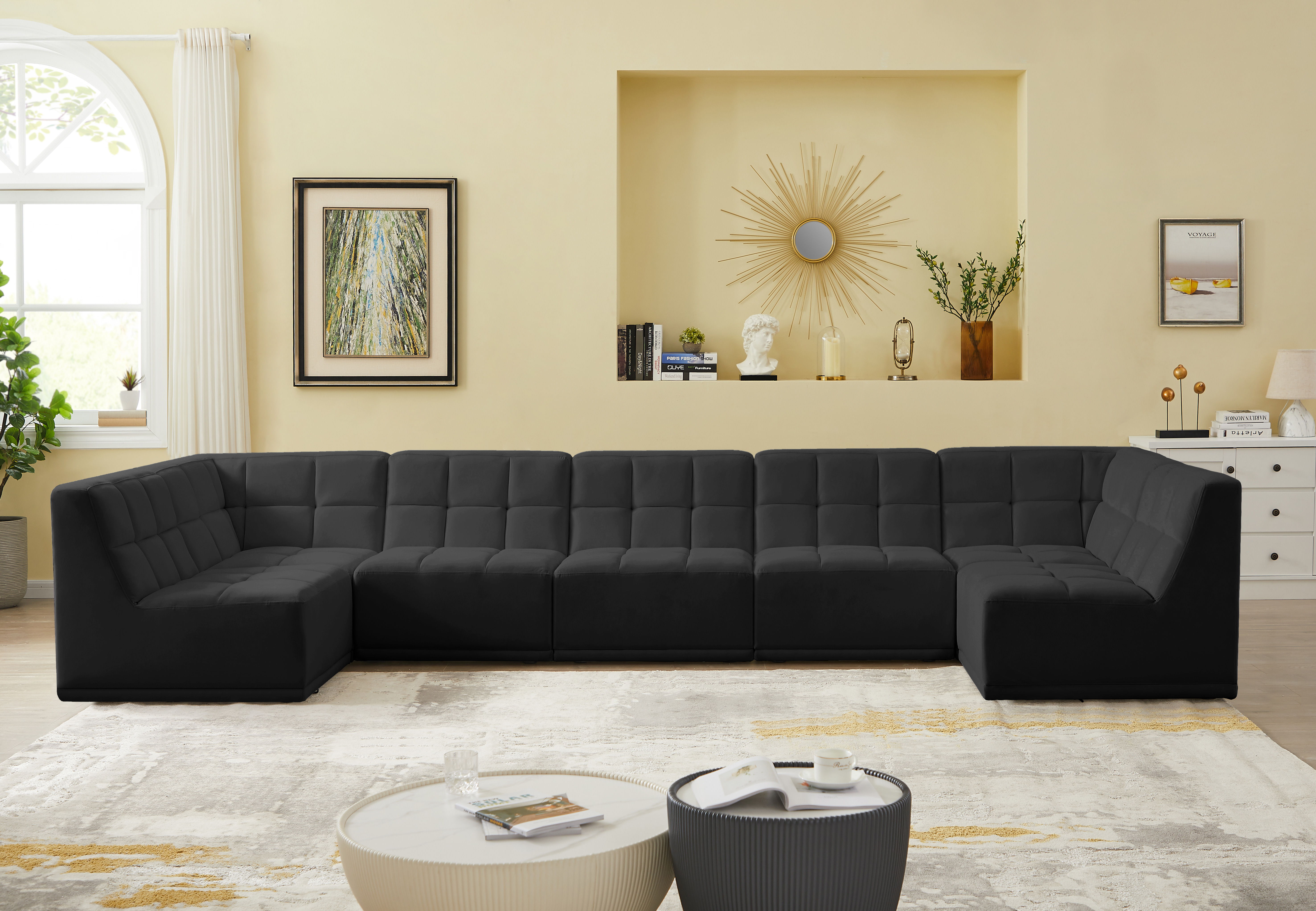 Relax - 7 Piece Modular Sectional - Black