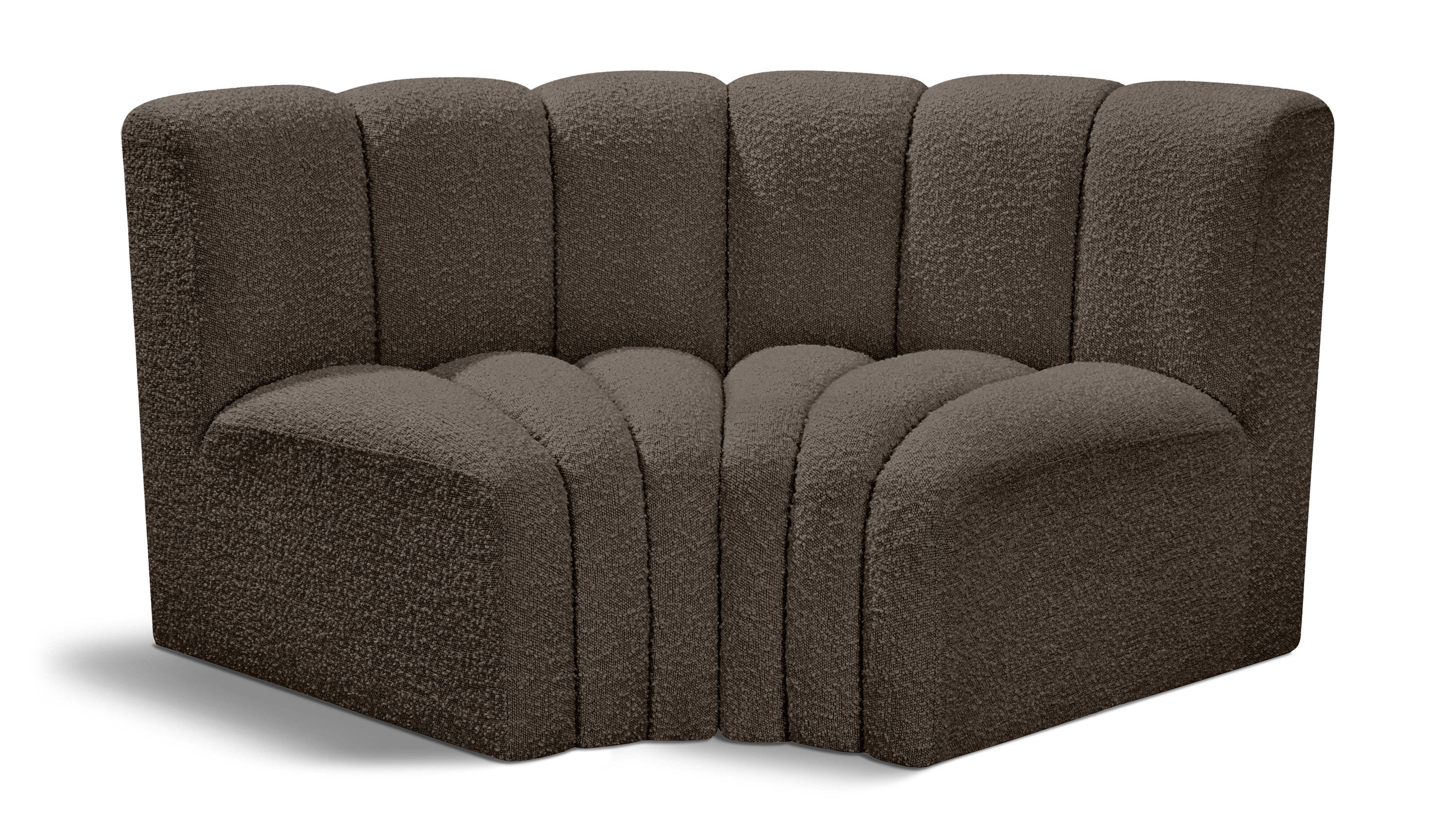 Arc - Boucle Fabric 2 Piece Modular Sofa - Brown