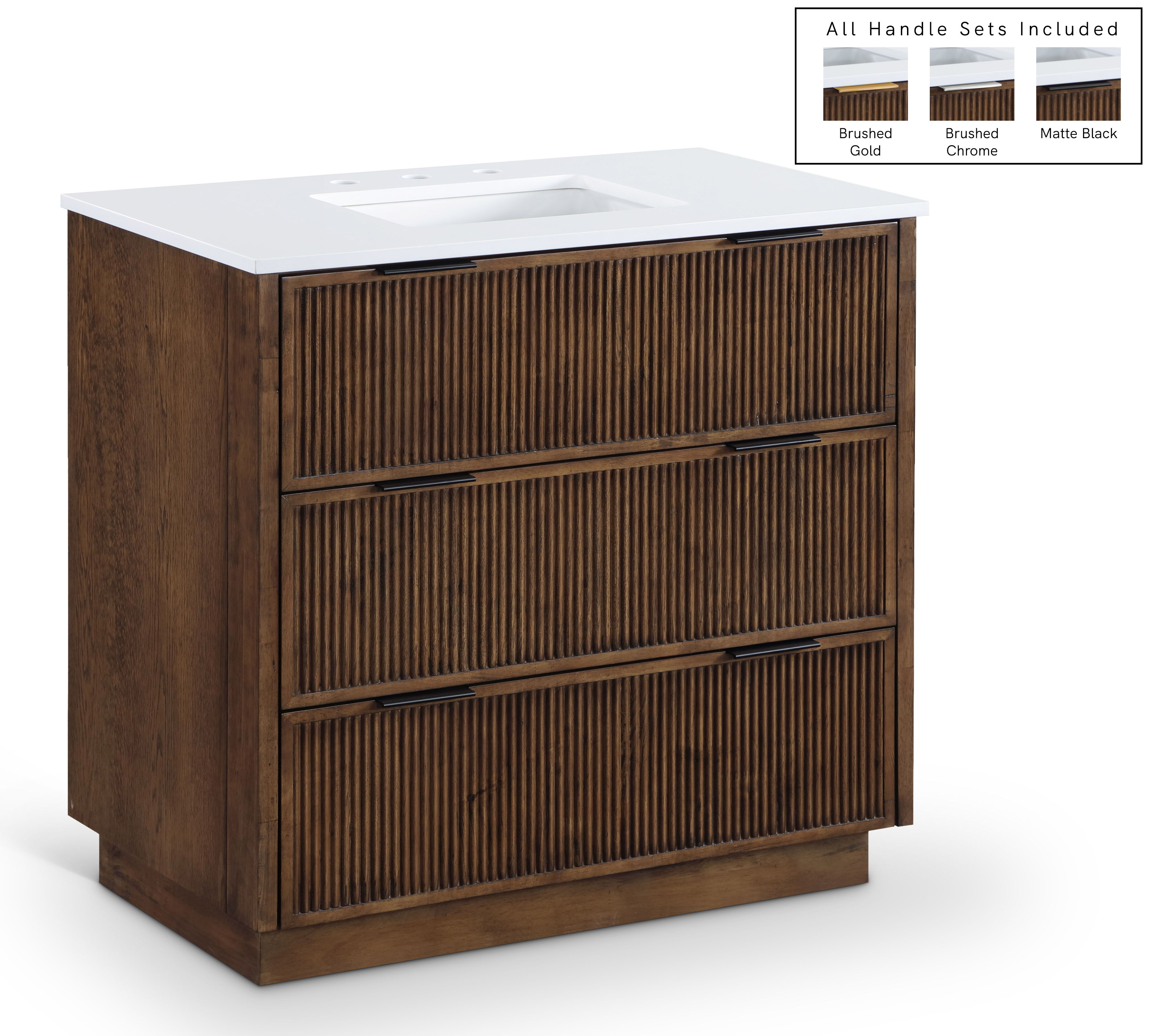 Willard - Engineered Stone And Solid Wood 36" Bathroom Vanity - Brown