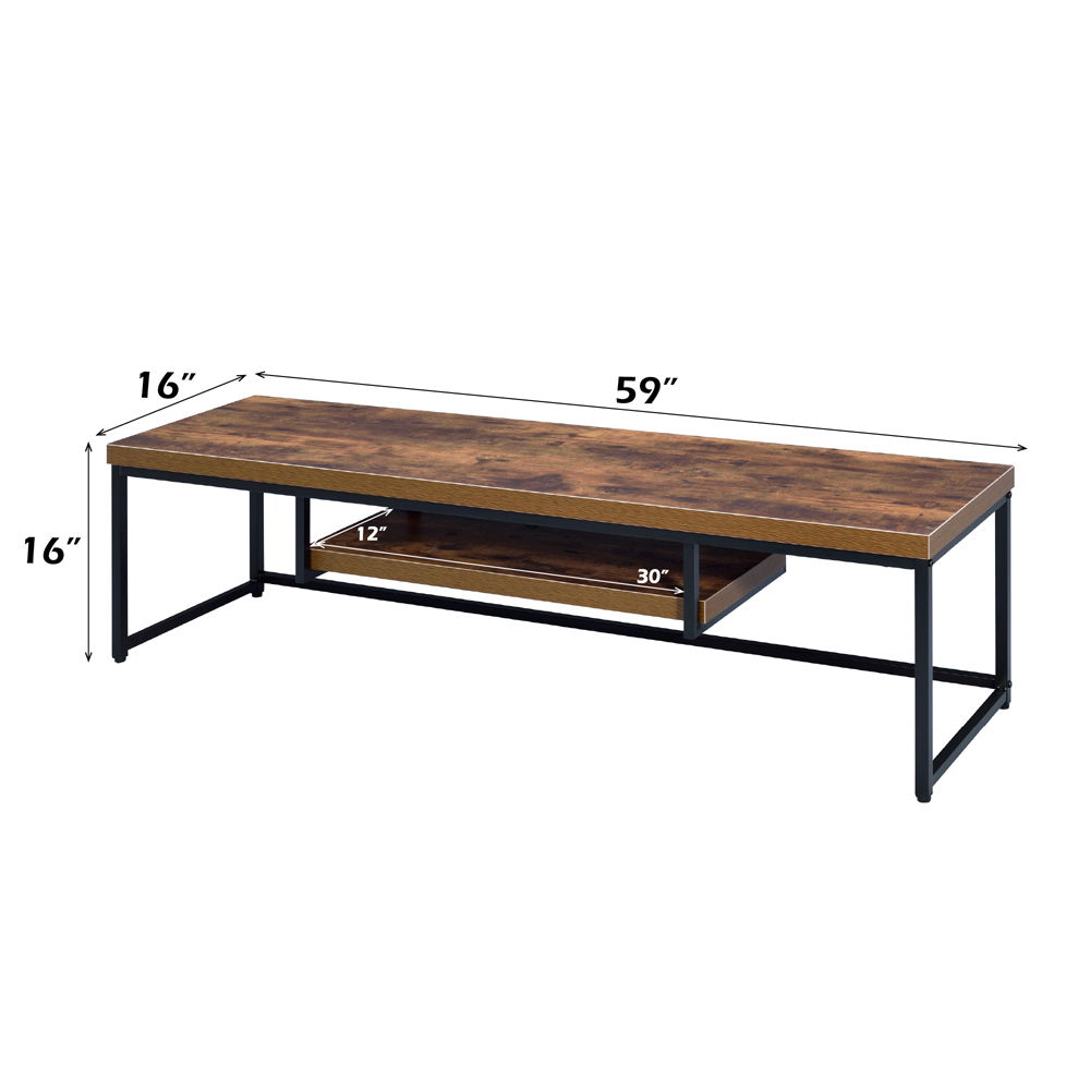 Bob - 16" TV Stand - Weathered Oak & Black Metal, light brown, view 5
