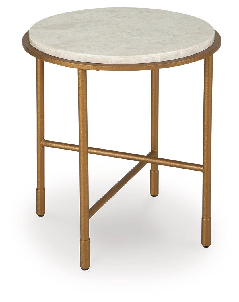 Alben - Round End Table - Antique Gold