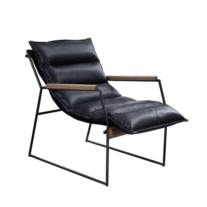 Luberzo - Accent Chair - Distress Espresso Top Grain Leather & Matt Iron, black, view 7