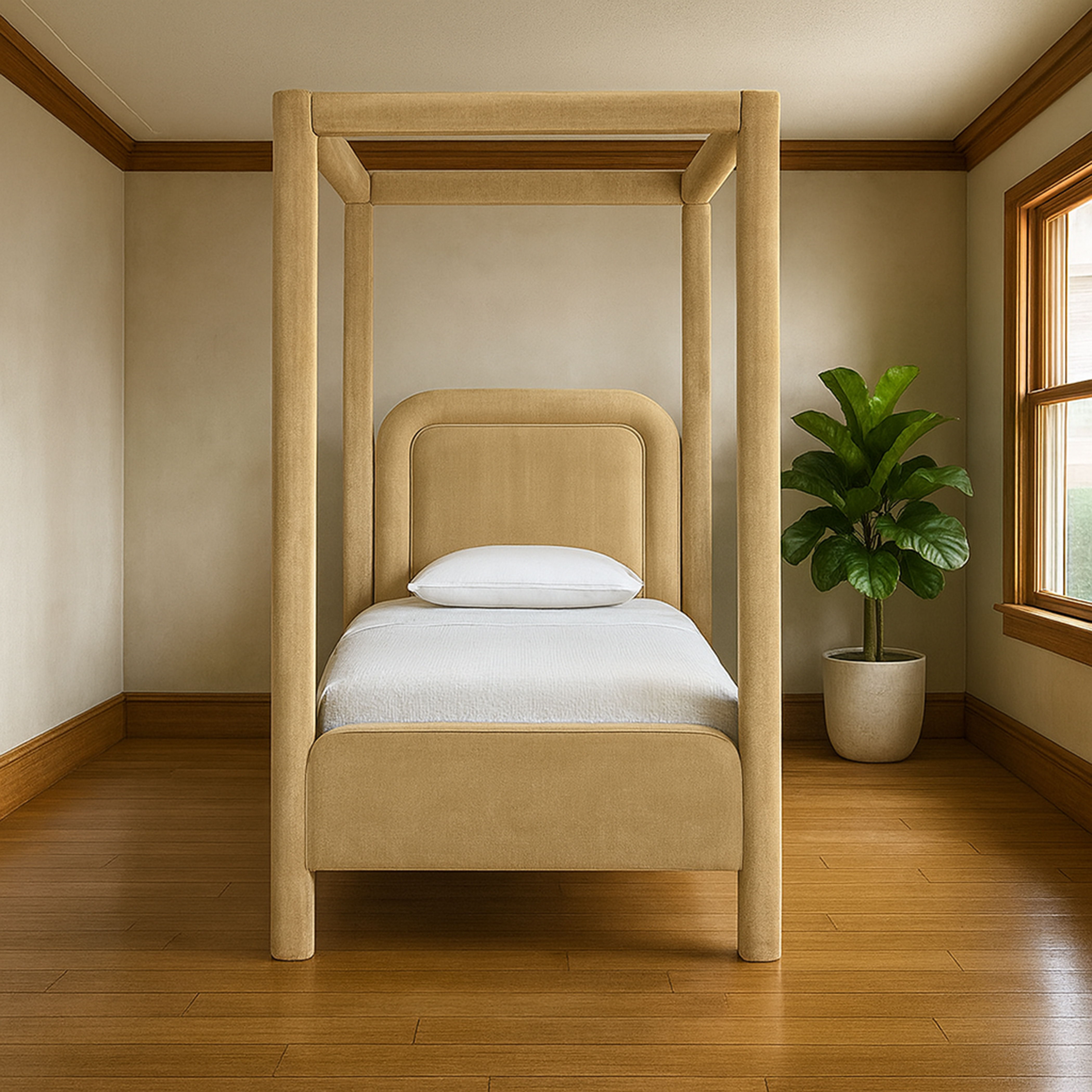 Salina - Velvet Upholstered Twin Bed - Camel