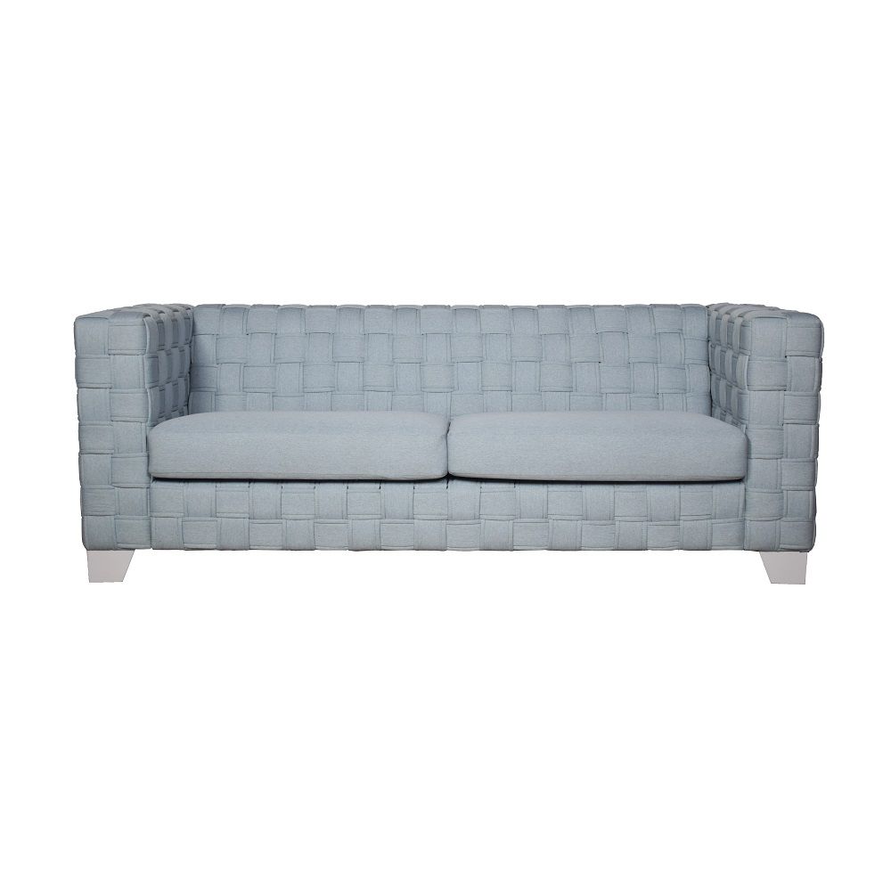 Saree - Sofa - Light Teal Chenille & White, light blue, view 2