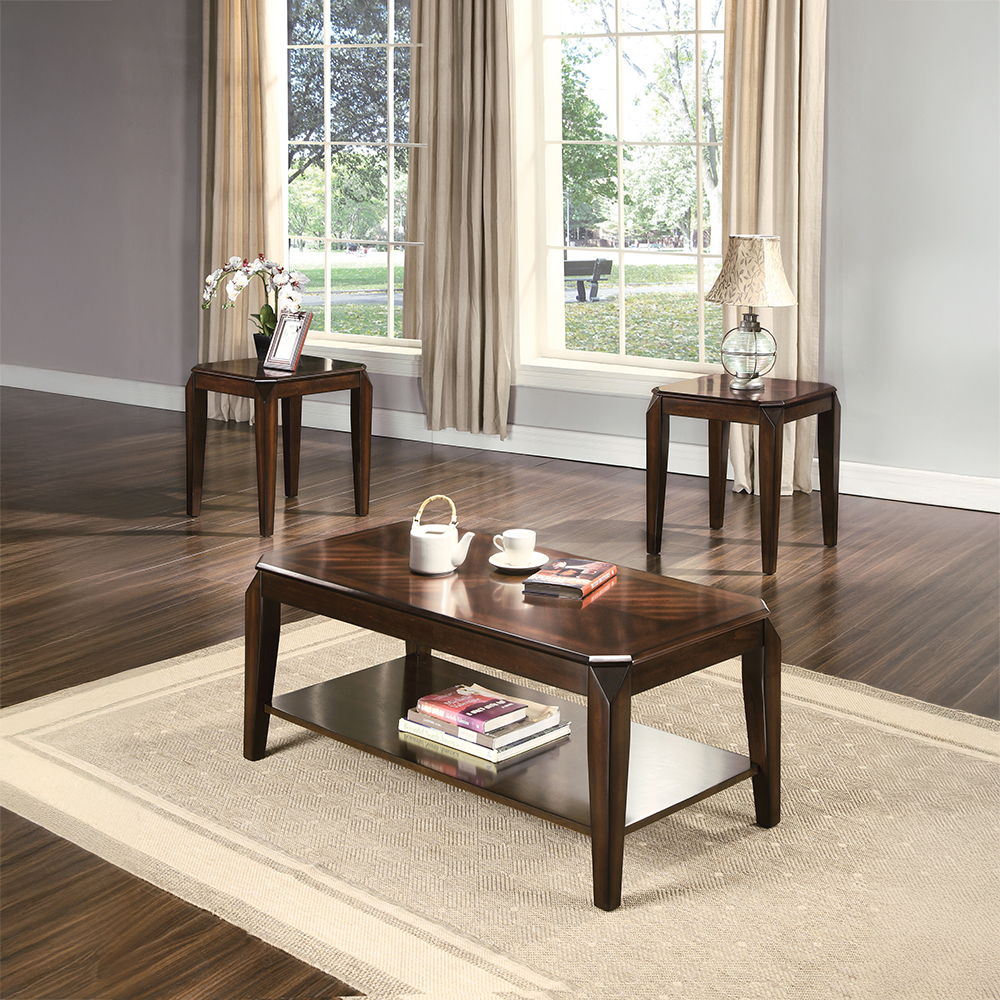 Docila - 3 Piece Coffee & End Set - Walnut, dark brown
