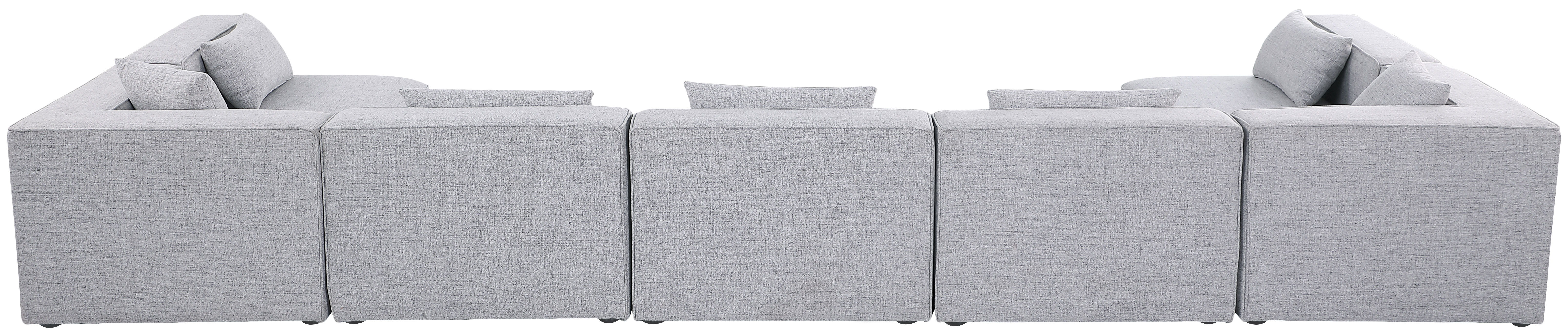 Cube - Linen 7 Piece Modular U-Shaped Sectional - Gray