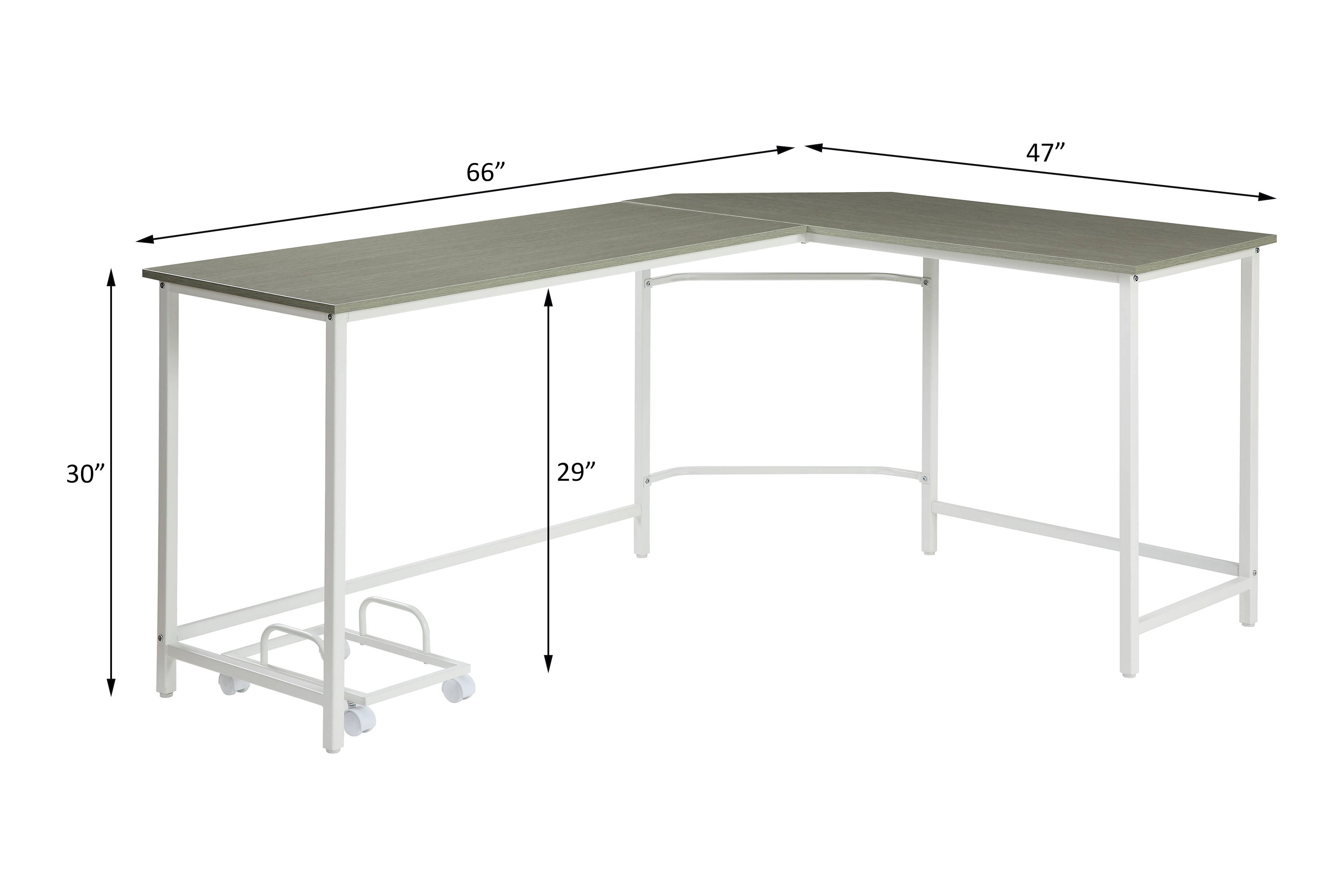 Bambina - Computer Desk - Gray & White, gray, view 4