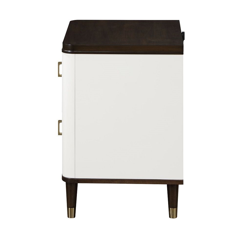 Carena - Nightstand With USB - White & Brown, white, view 3