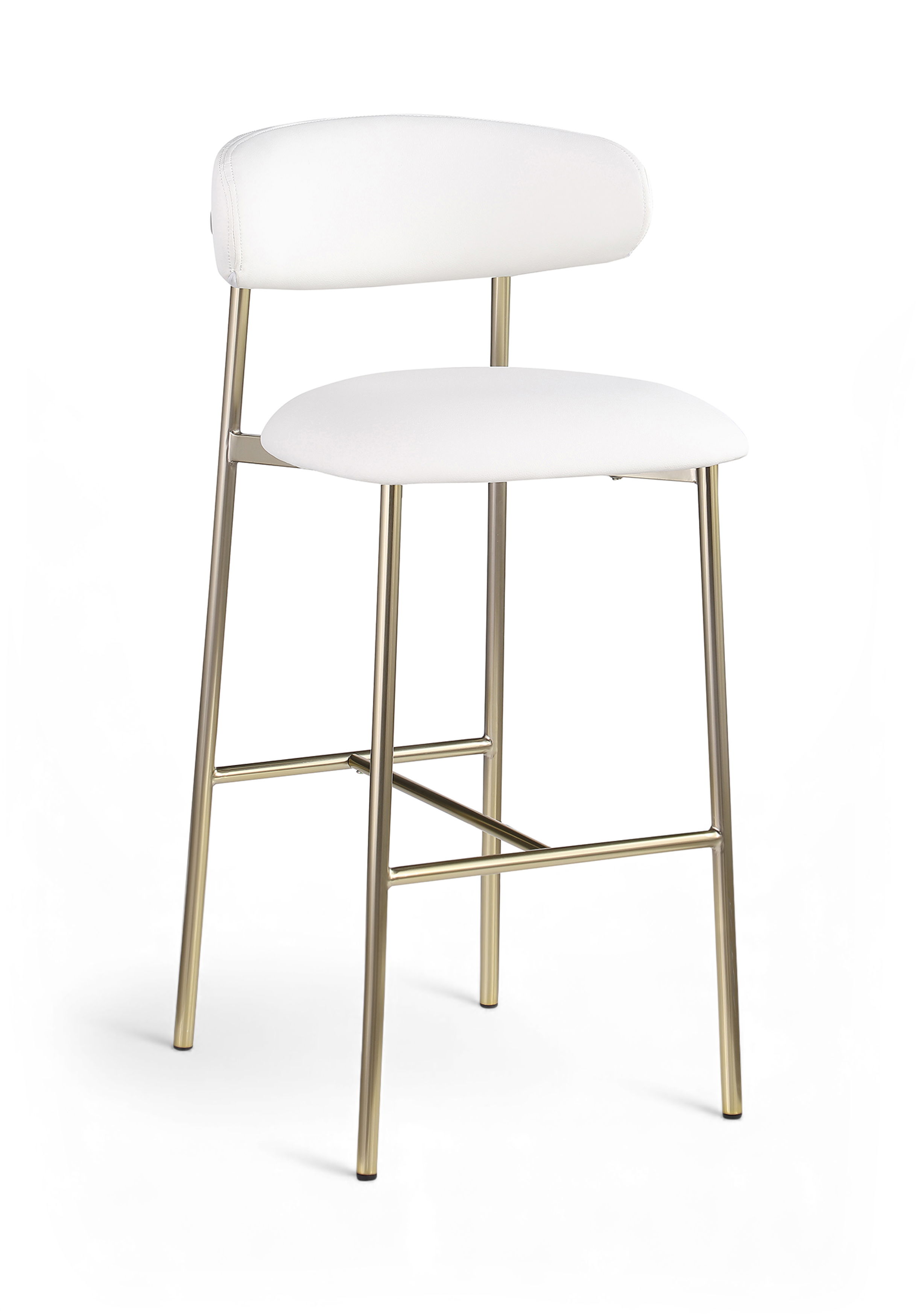 Lupita - Vegan Leather Upholstered Bar Stool (Set of 2) - White / Brushed Gold