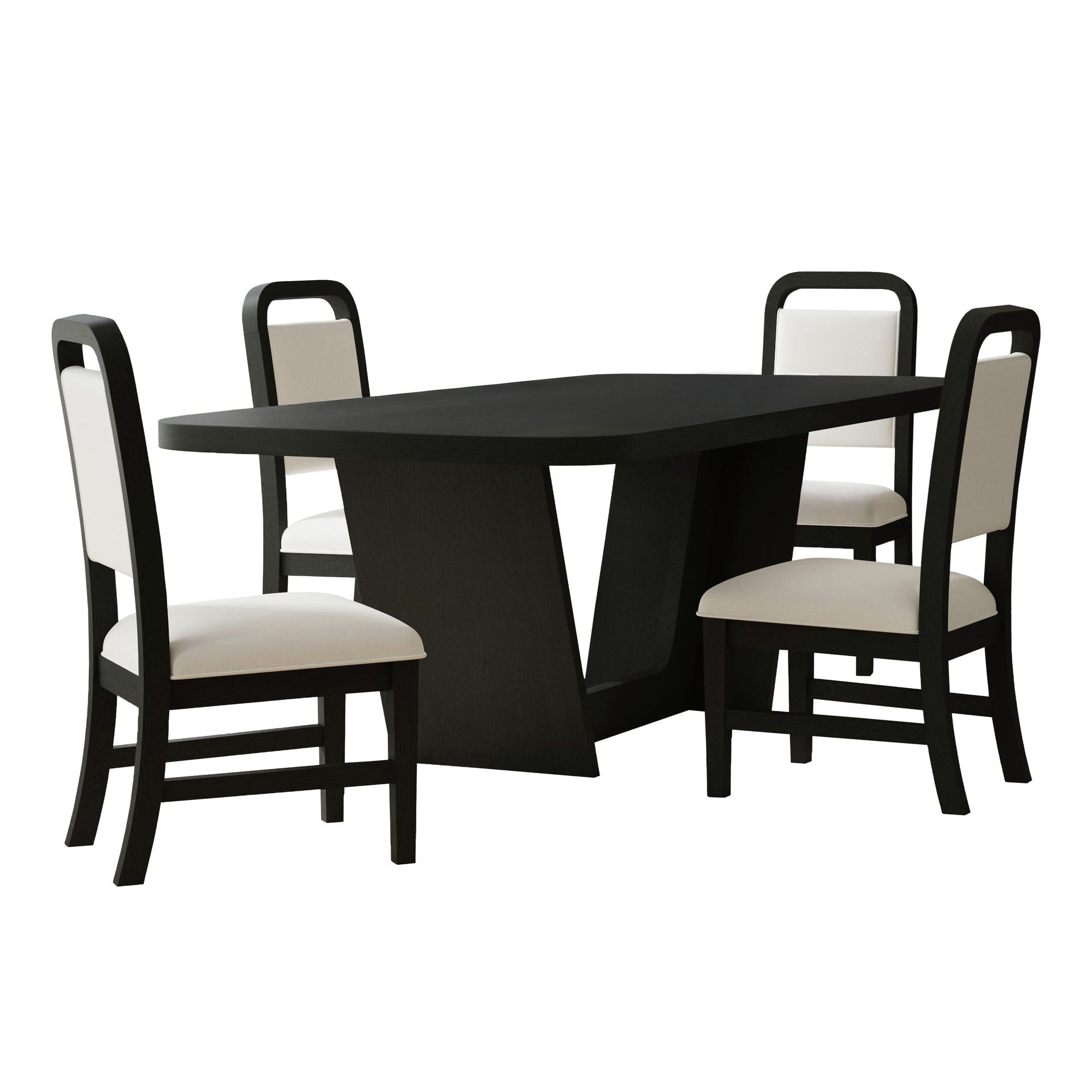 5 Pc · Table And Four White Fabric Chairs