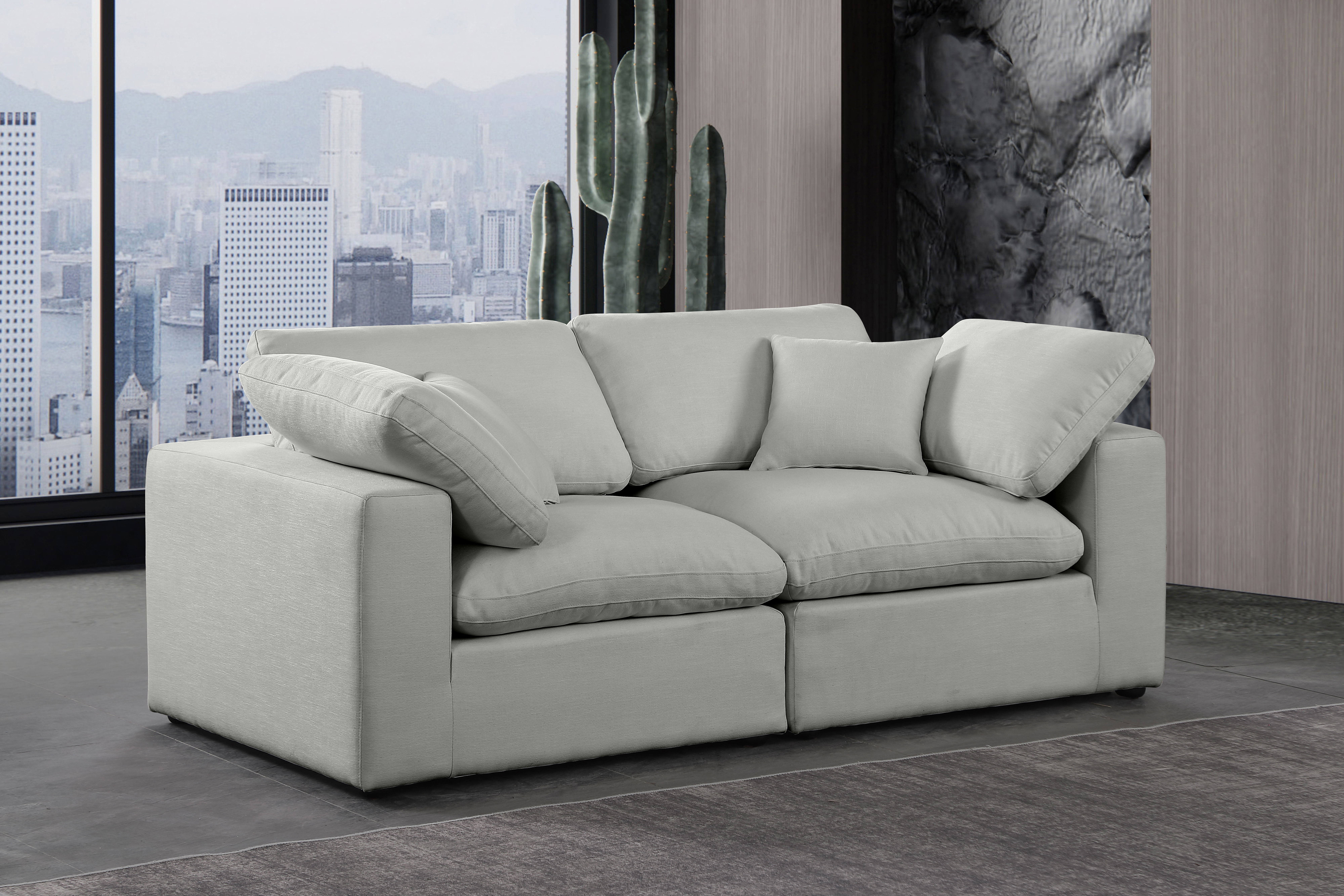 Comfy - Linen Modular Sofa 2 Pieces - Gray