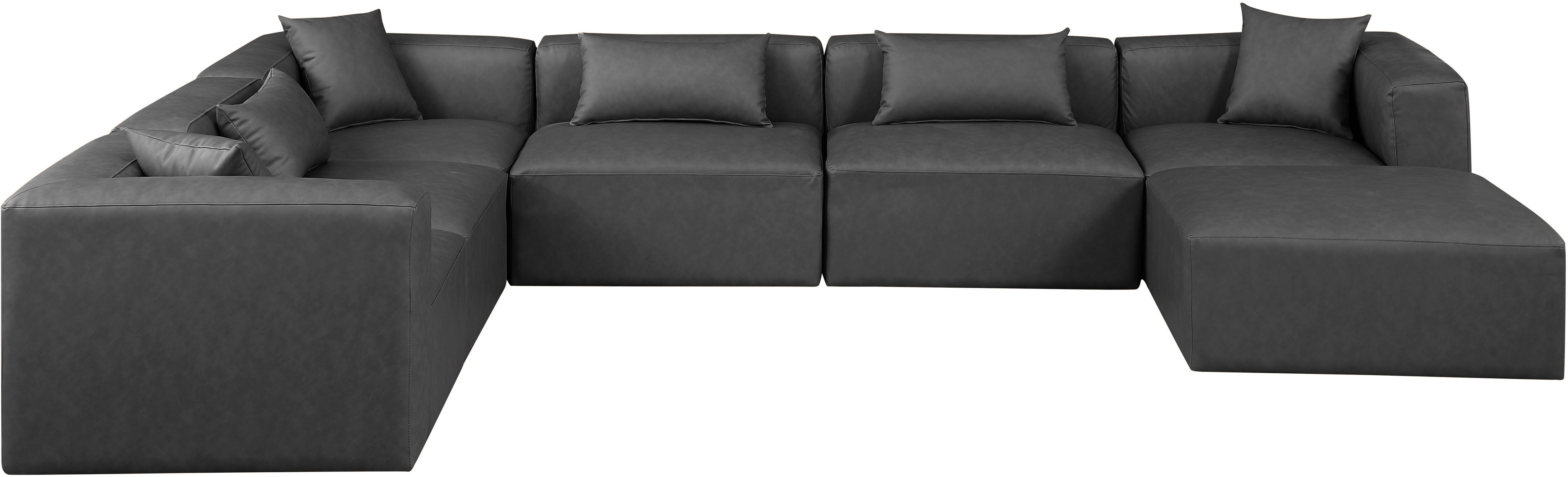 Cube - 7 Piece Modular Sectional - Charcoal Gray