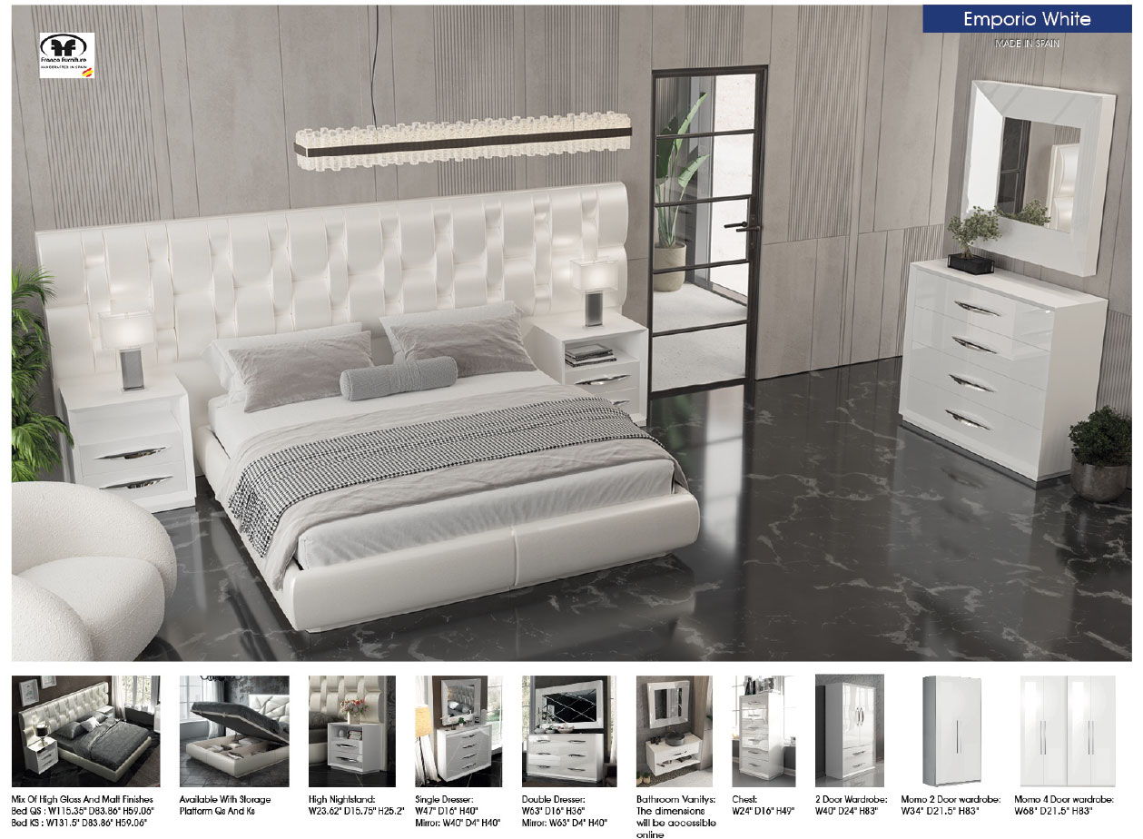 Emporio - Queen Size Bed - White