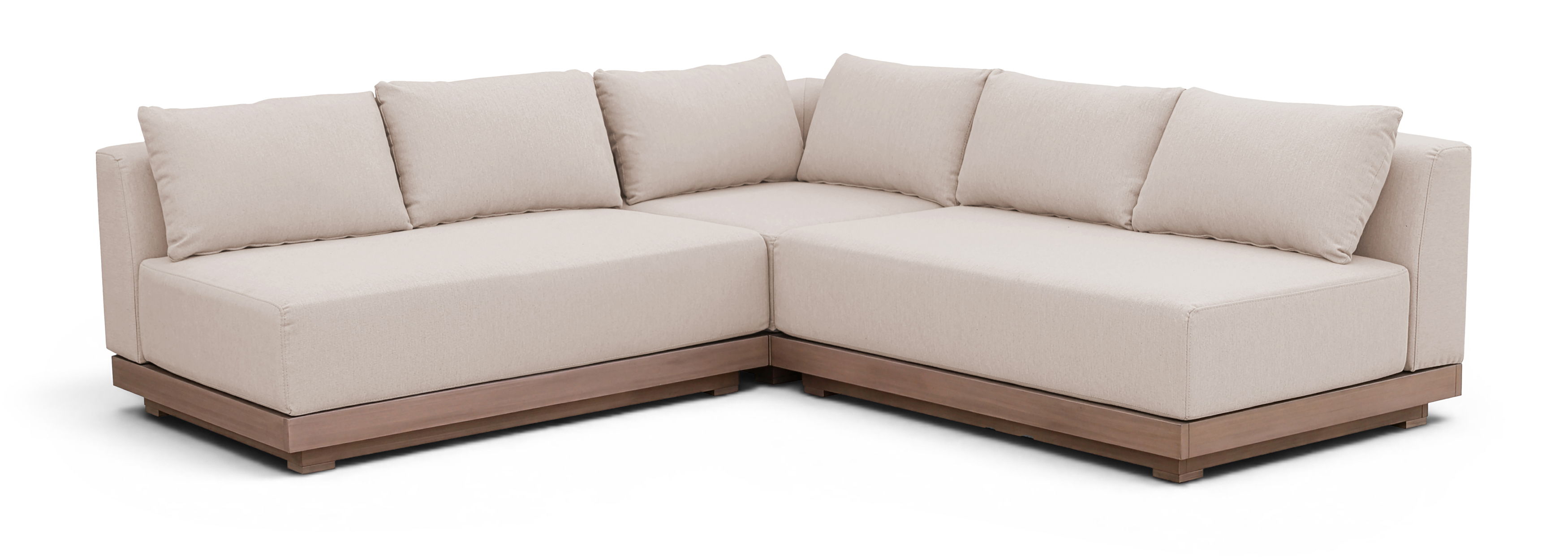 Solace - Olefin Performance Fabric 3 Piece Outdoor Patio Modular Sectional (2 Loveseats & Corner Chair) - Beige