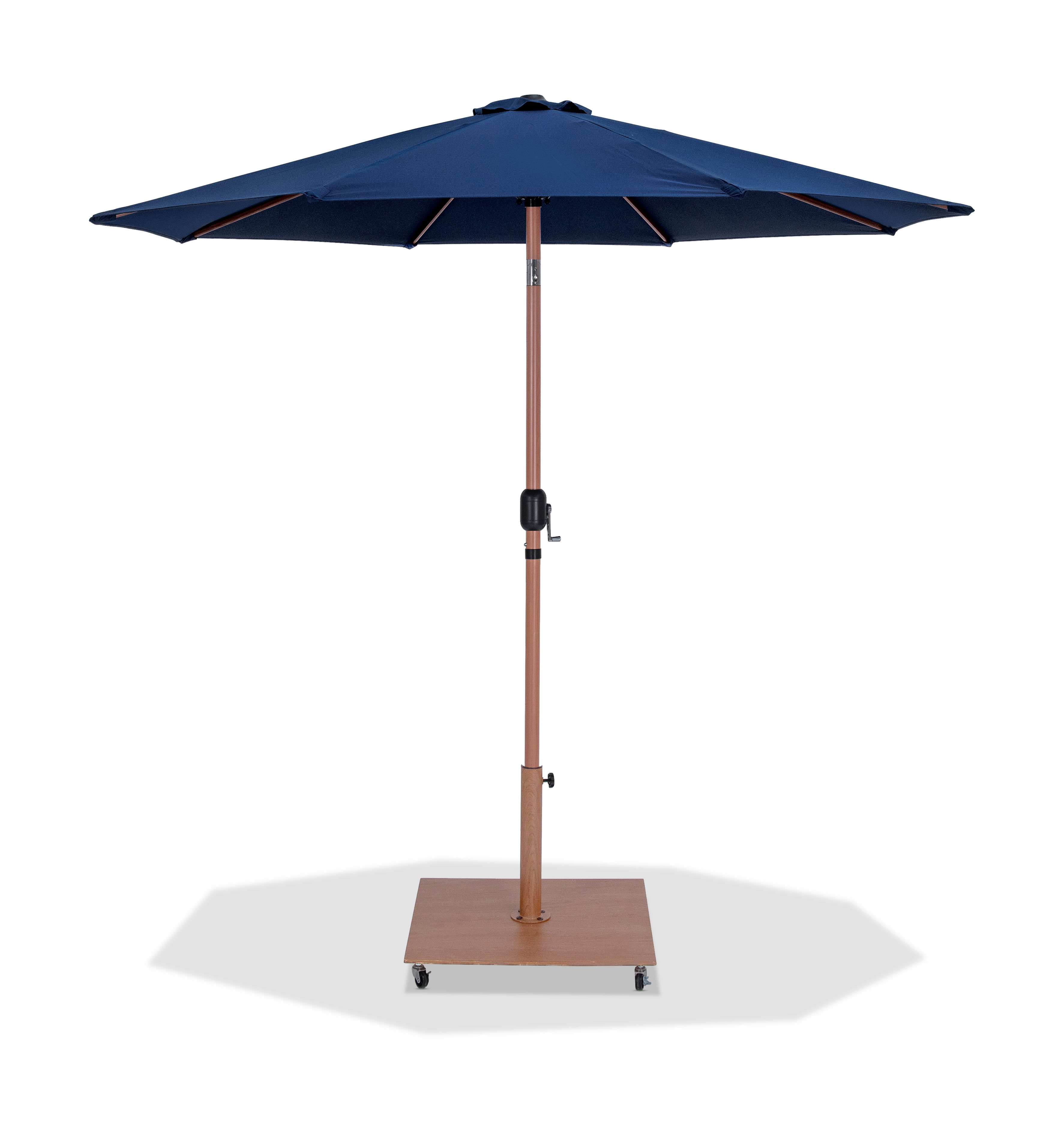 Fiji - Aluminum Patio Umbrella With Square Teak Base - Navy