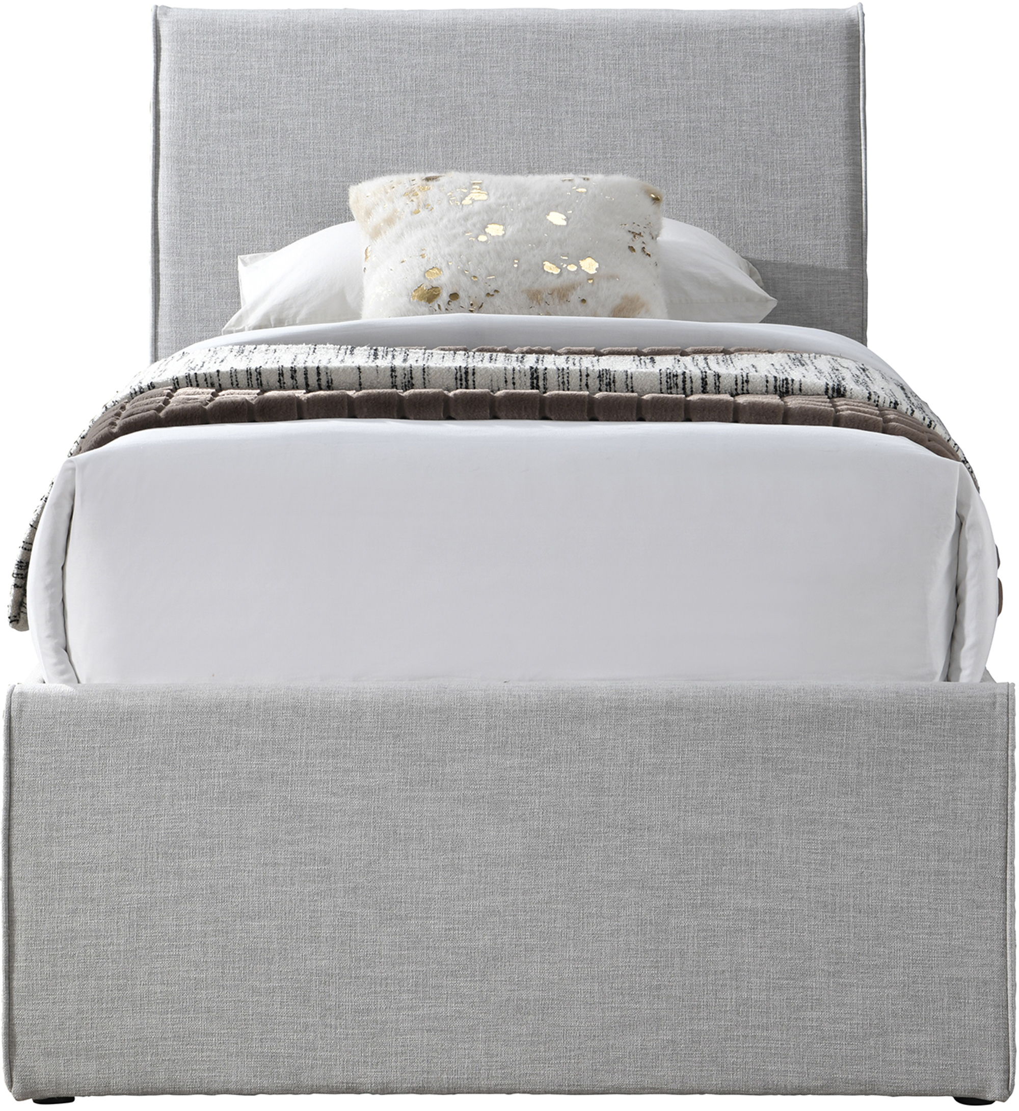 Myles - Linen Twin Trundle Bed - Gray