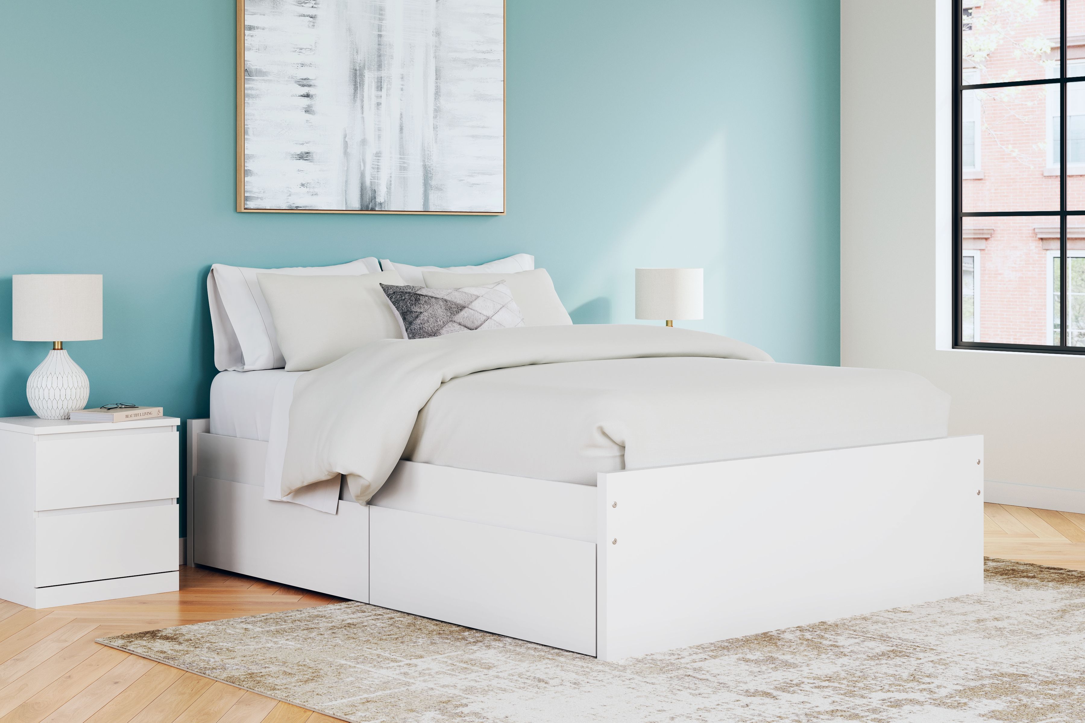 Onita - Queen Platform Bed With 2 Side Storage - White