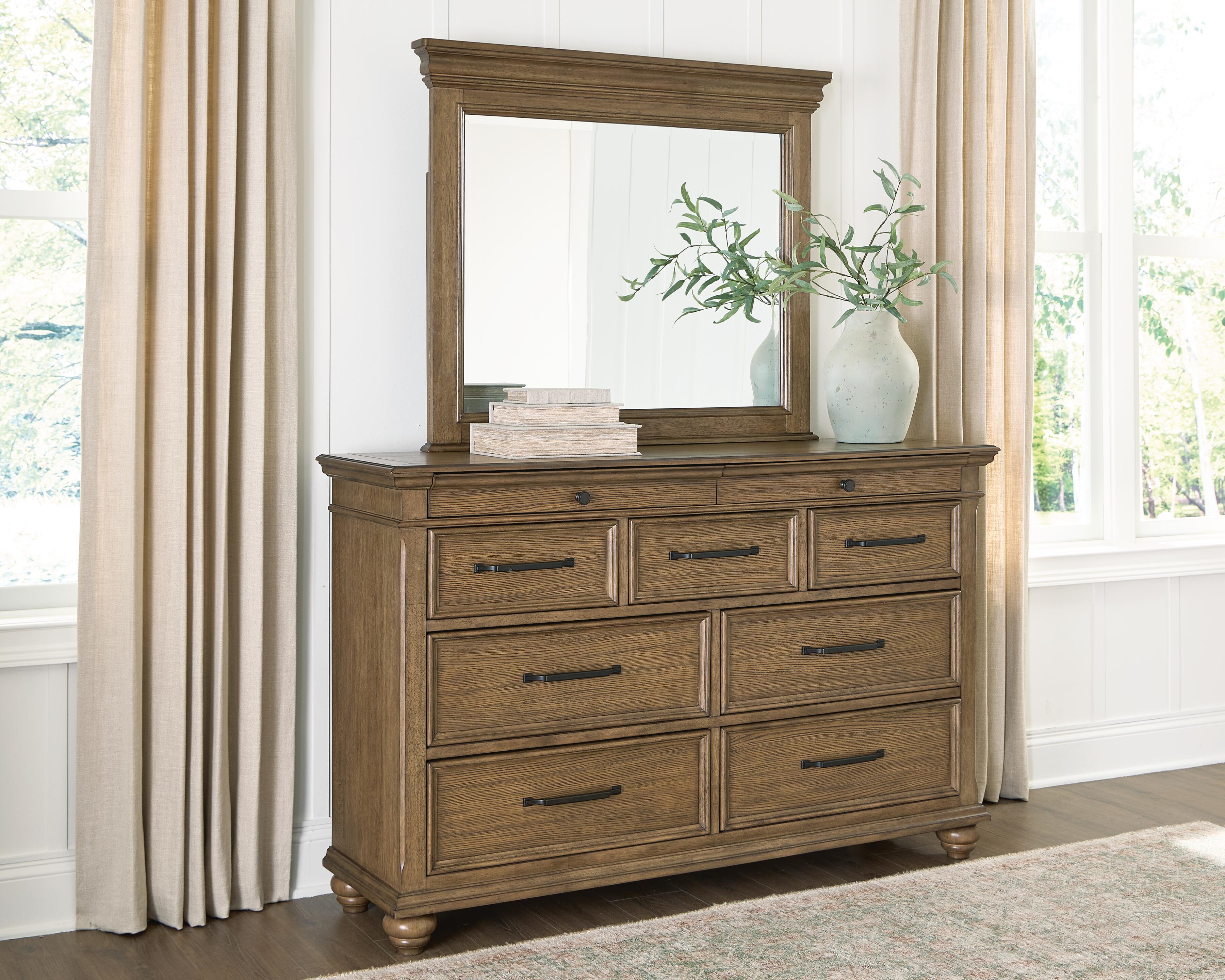 Ashley Furniture Karallin - Dresser And Mirror - Medium Brown - Image 4