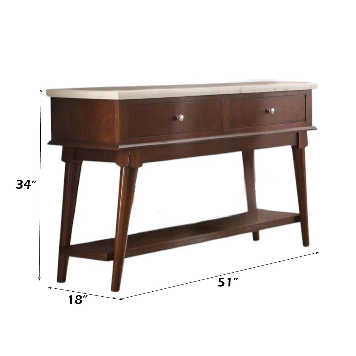 Gasha - Server - White Marble Top & Walnut, dark brown, view 3