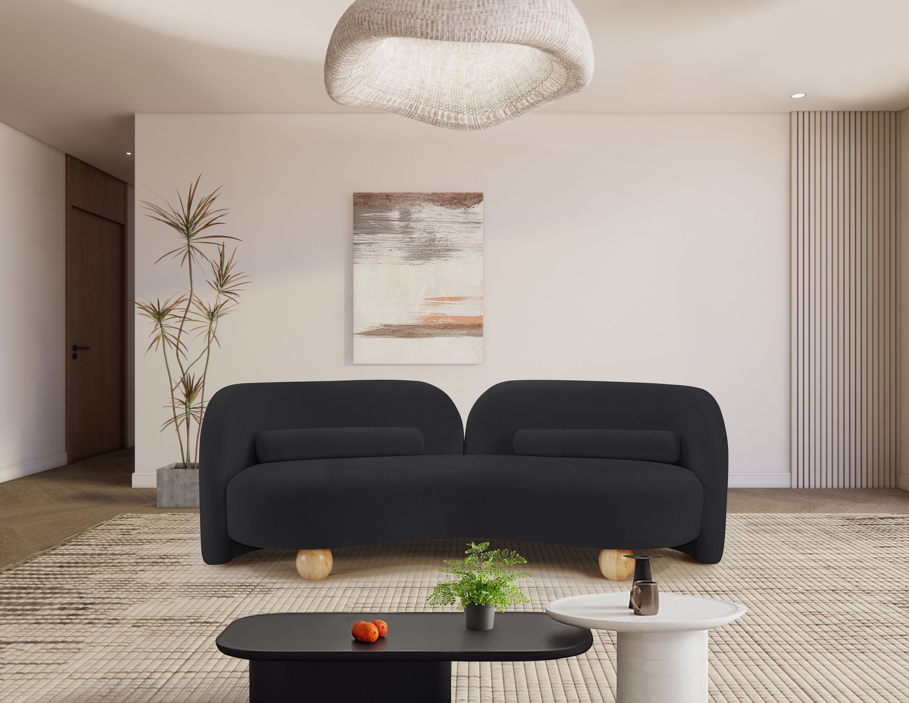 Daphne - Chenille Sofa - Black