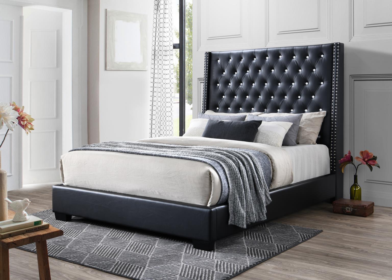 B577 - Faux Leather King Bed - Black