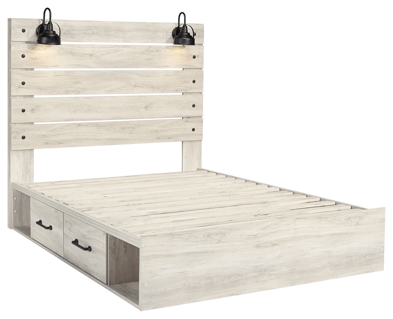 Ashley Furniture Cambeck - Queen Panel Bed With Side Storage Drawers - Whitewash - Image 5