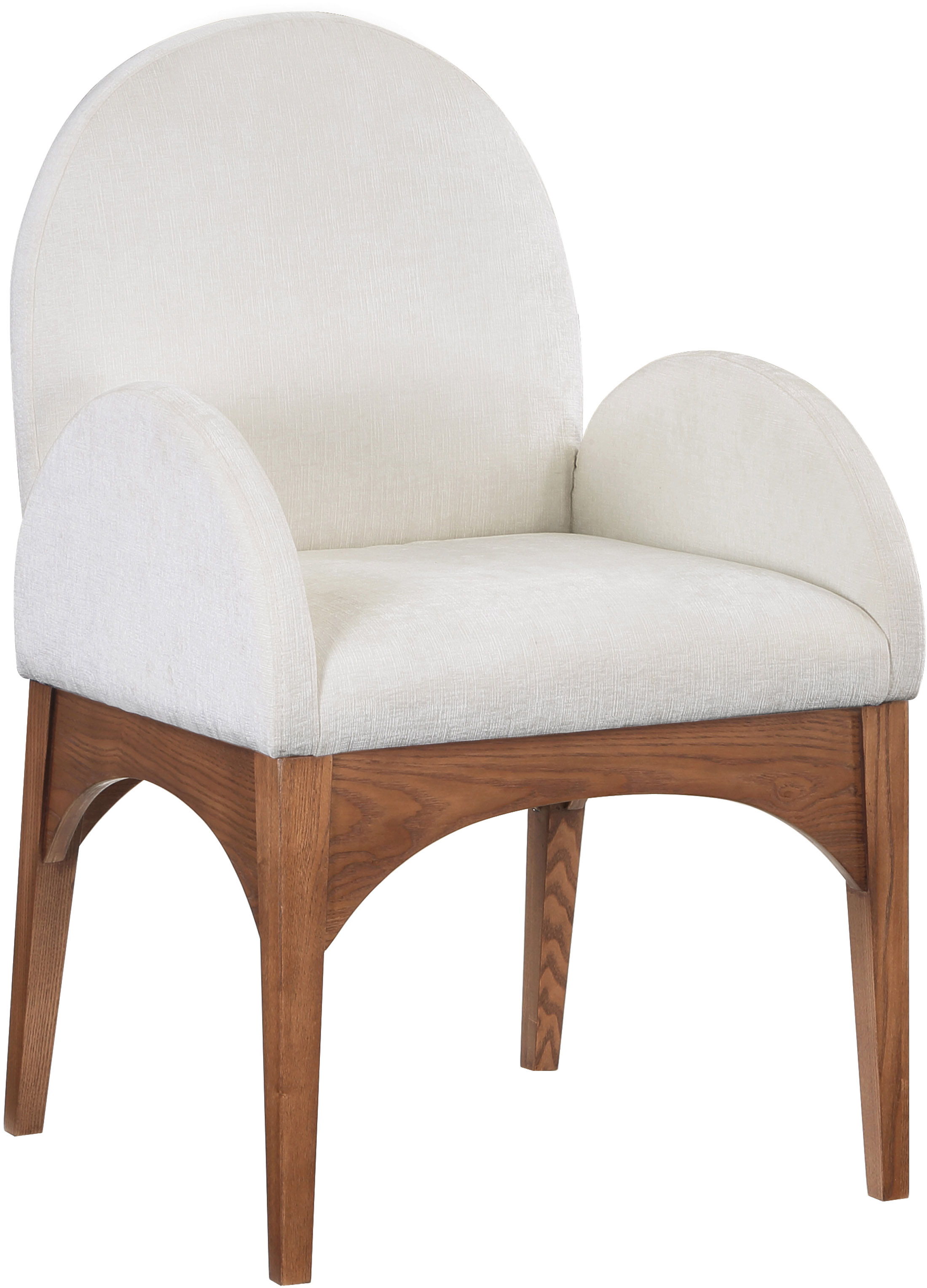 Waldorf - Chenille Dining Arm Chair With Brown Legs - Cream