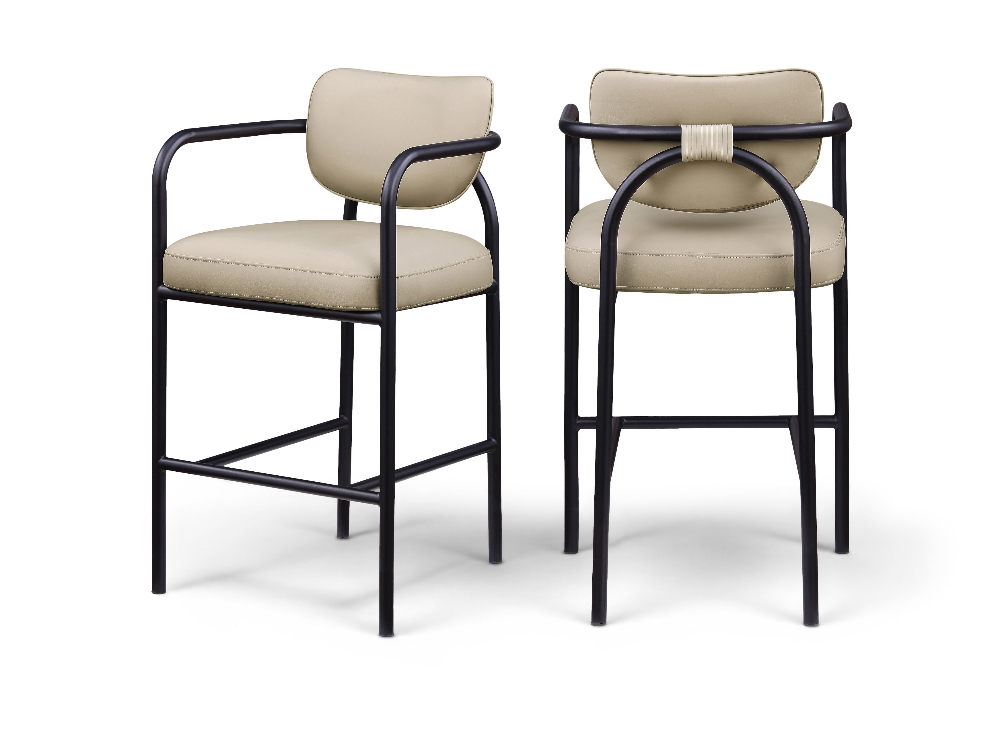 Serava - Vegan Leather Upholstered Bar Stool - Beige