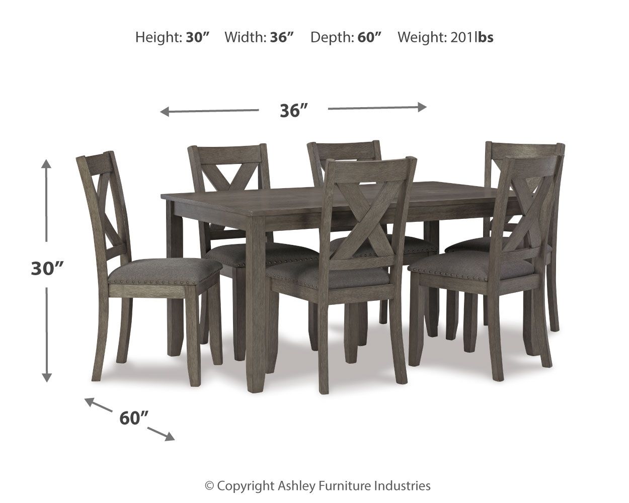 Ashley Furniture Caitbrook - RECT DRM Table Set (Set of 7) - Gray - Image 4