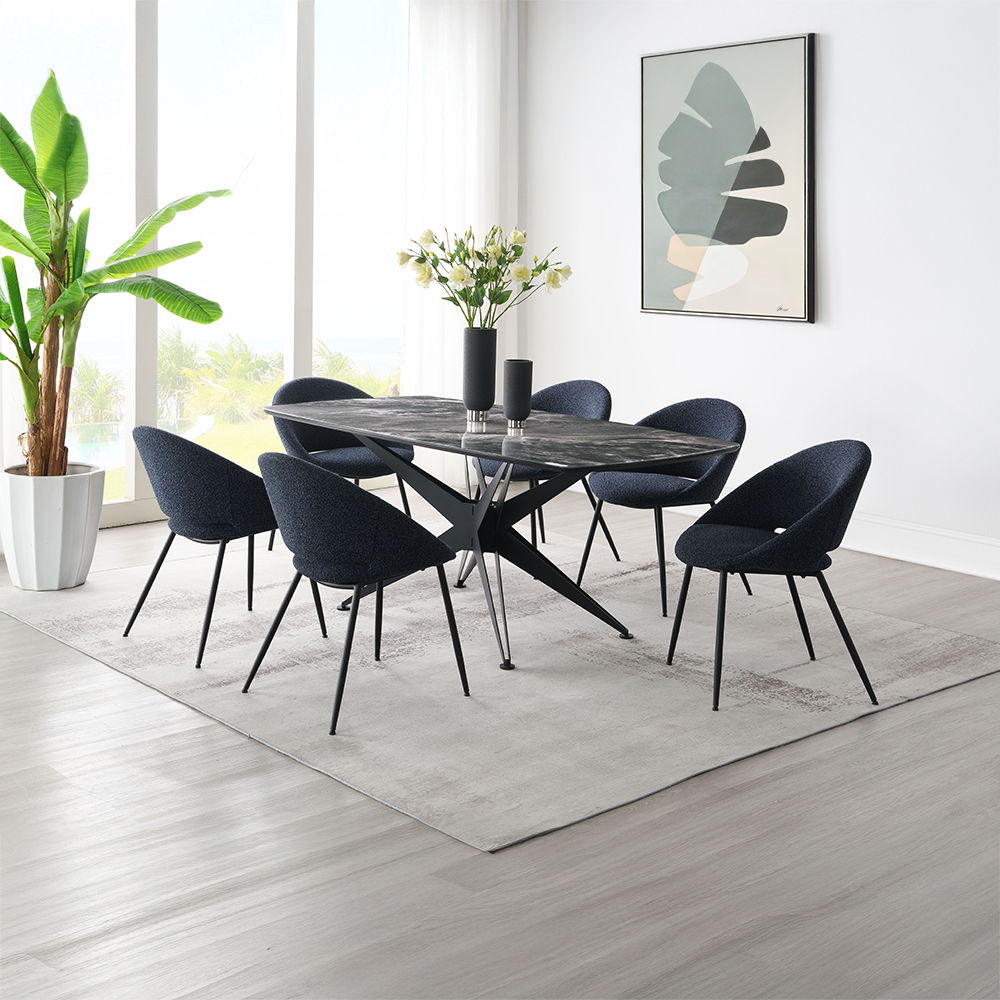 Klaus - Dining Table - Crystal Tempered Glass Top & Black Finish, black, view 4
