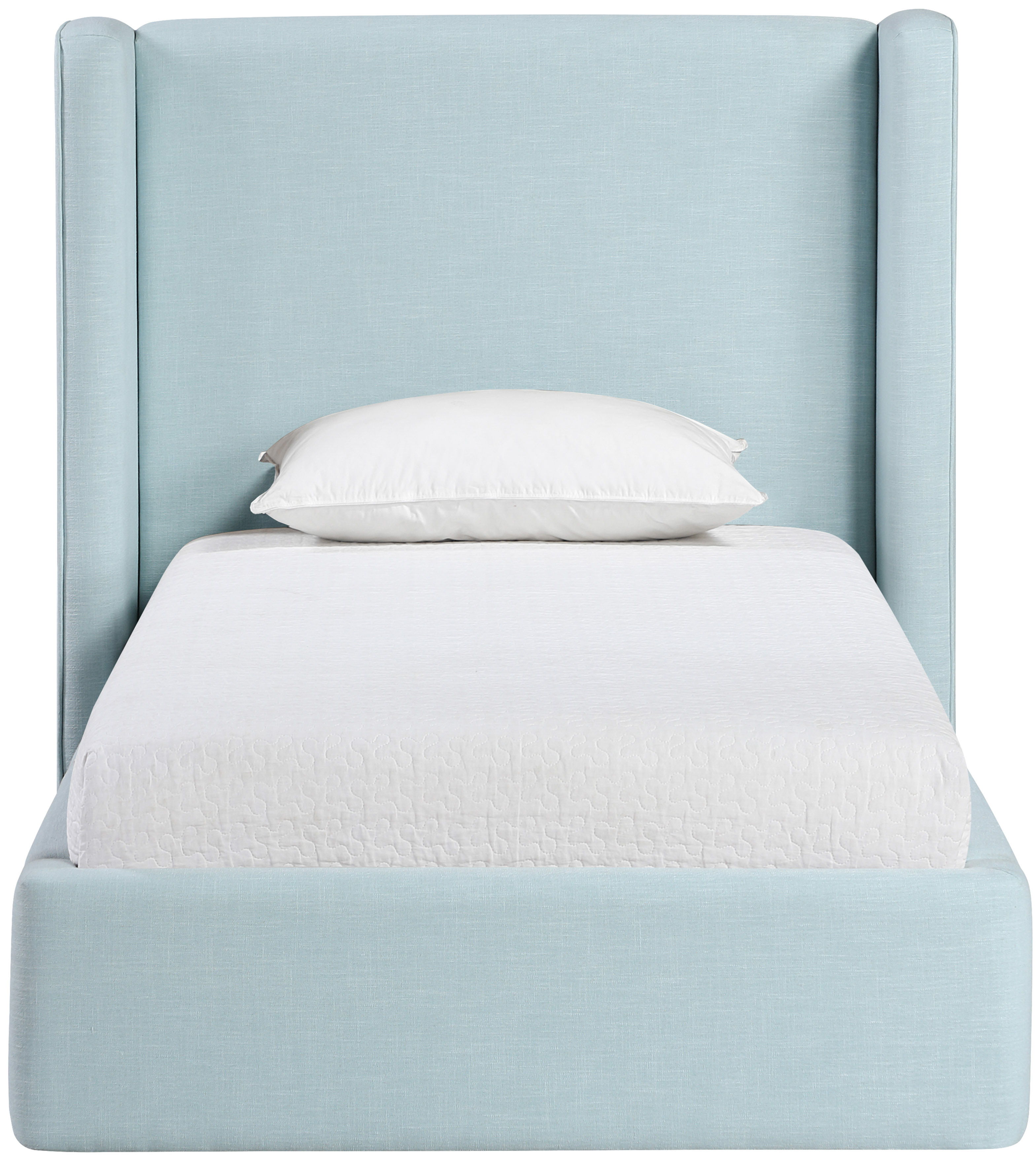 Kendall - Linen Textured Fabric Upholstered Twin Bed - Light Blue