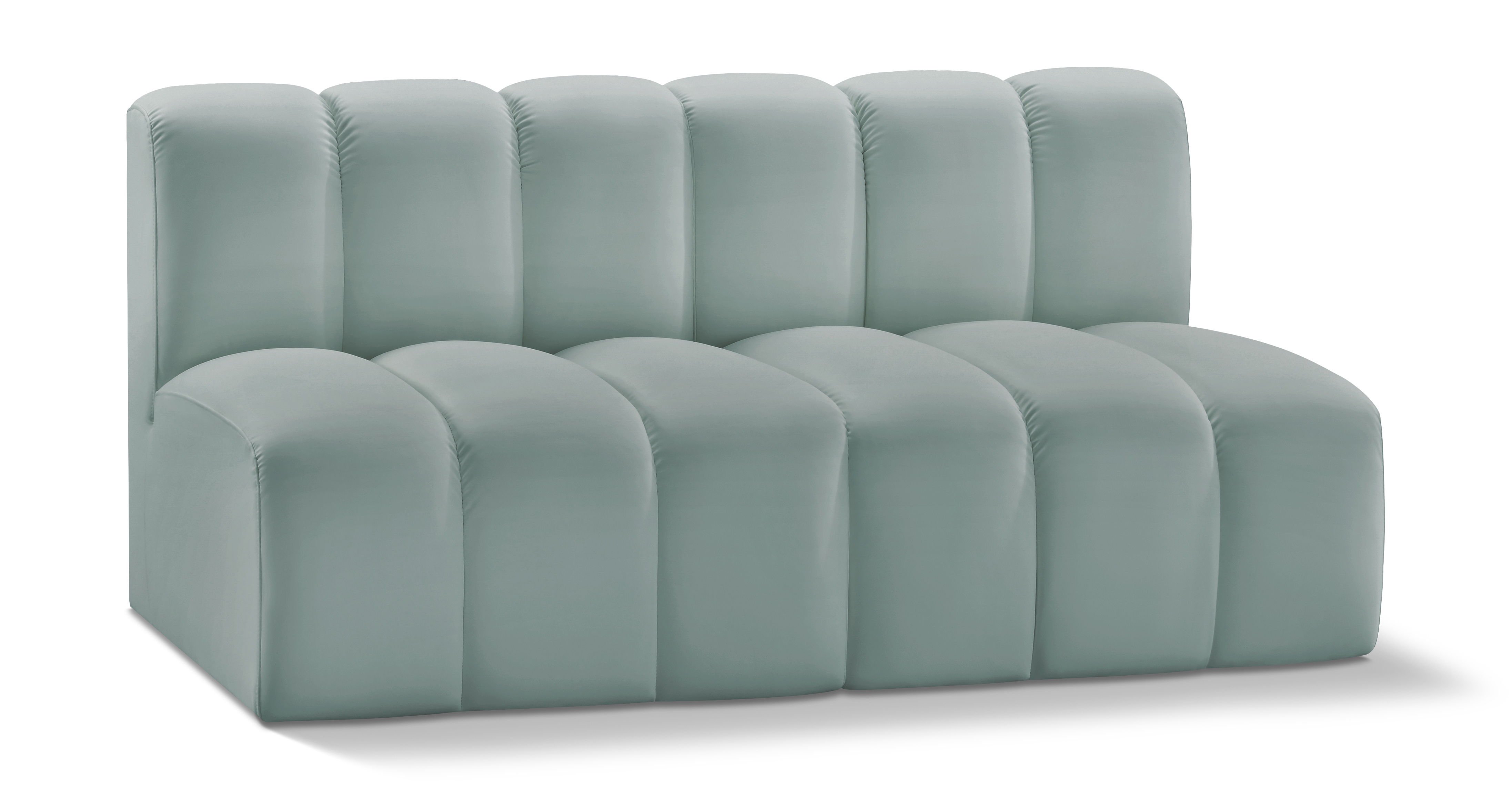 Arc - Faux Leather 2 Seats Modular Sofa - Green