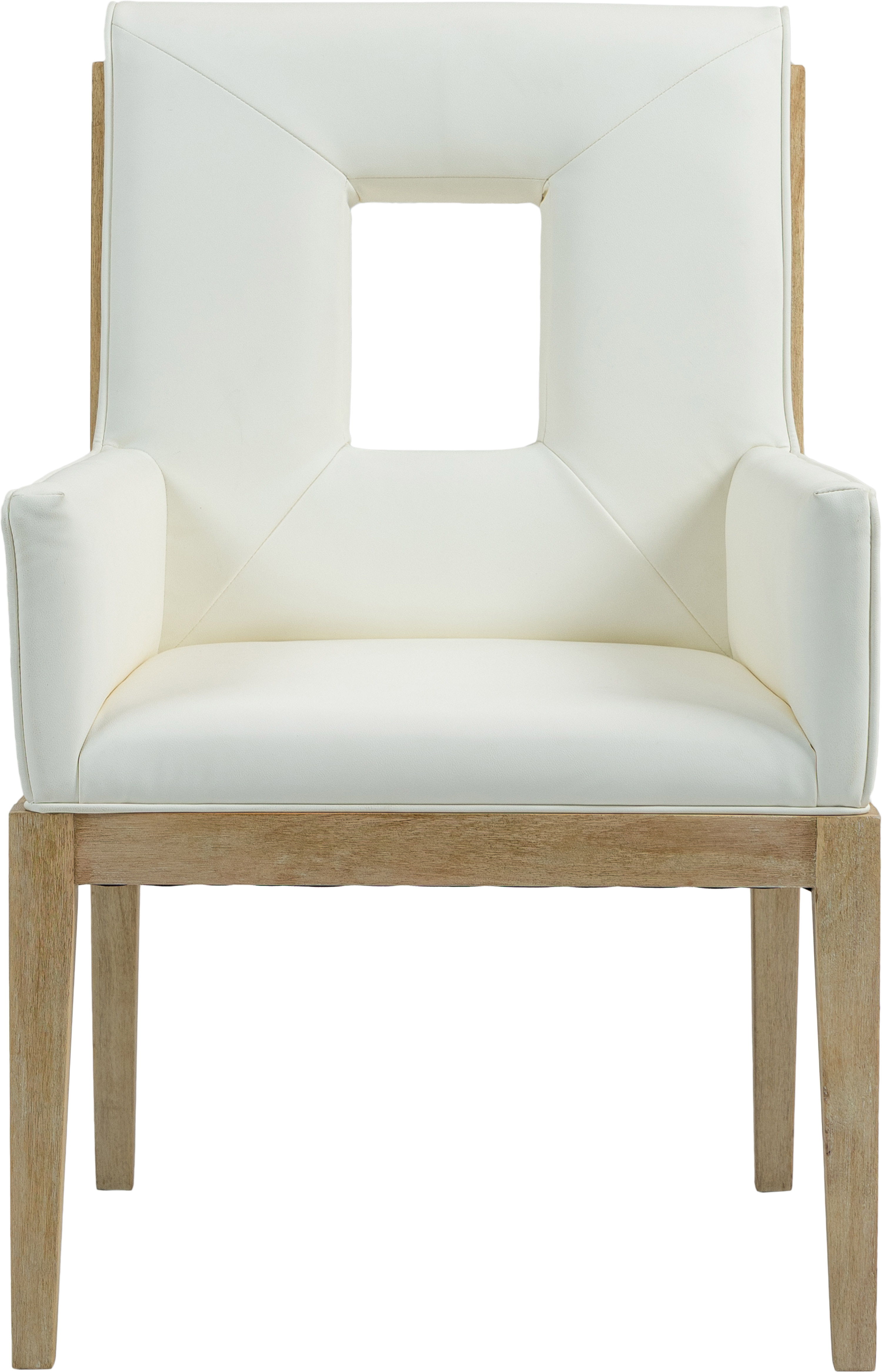 Gwendolyn - Faux Leather Dining Arm Chair With Natural Frame - Cream