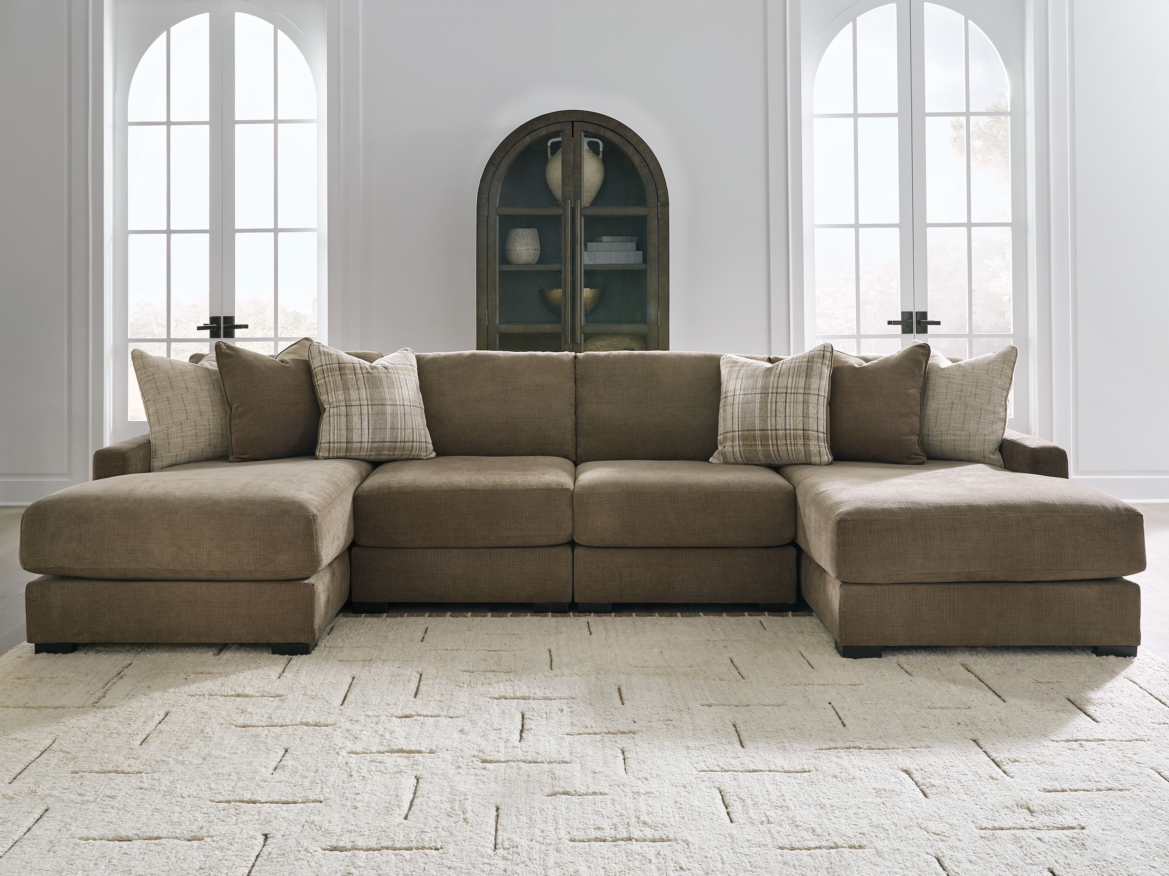Ashley Furniture Camellia-Court - 4-Piece Double Chaise Sectional - Coffee - Image 2