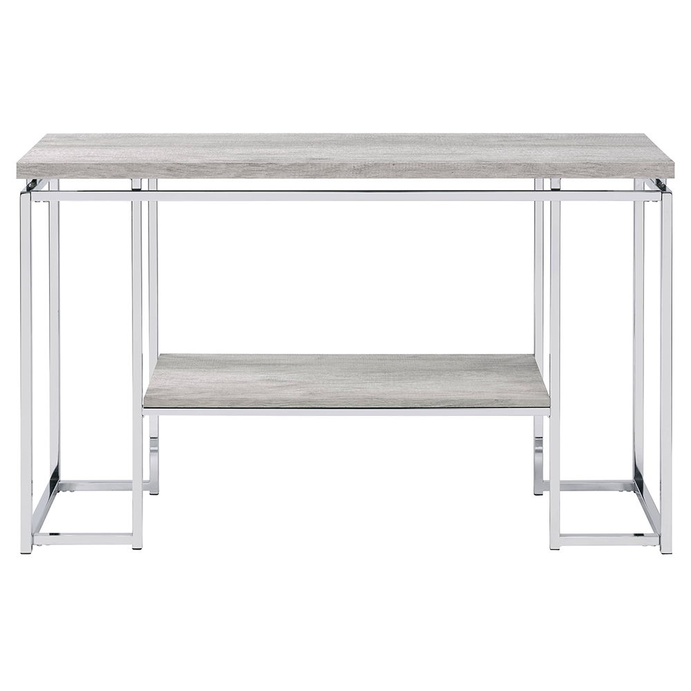 Chafik - Sofa Table - Natural Oak & Chrome, light brown, view 7