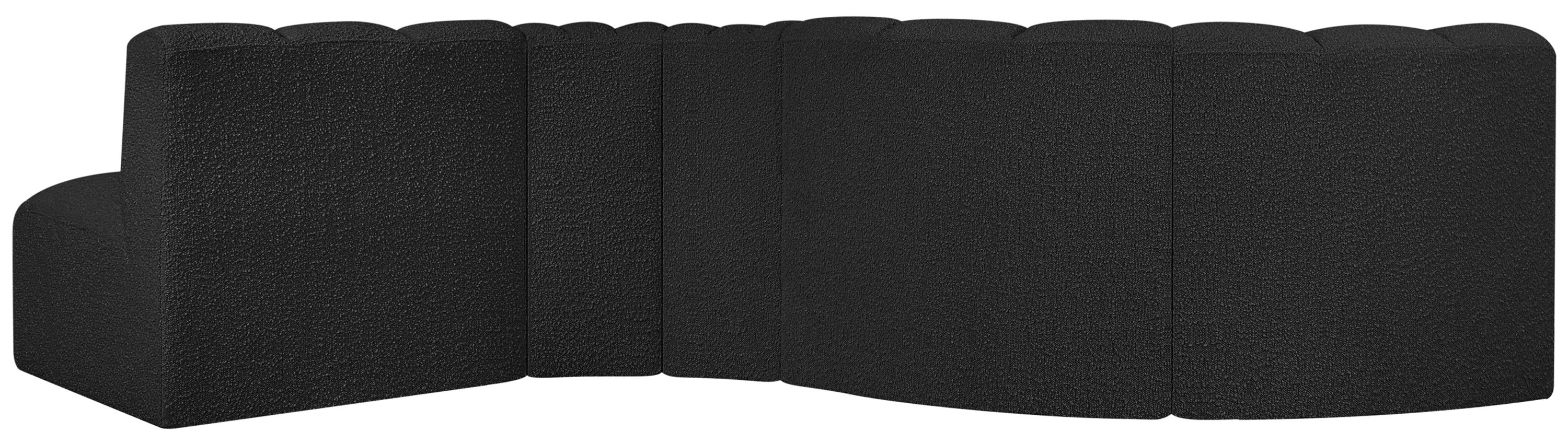 Arc - Boucle Fabric 5 Piece Modular Sofa - Black