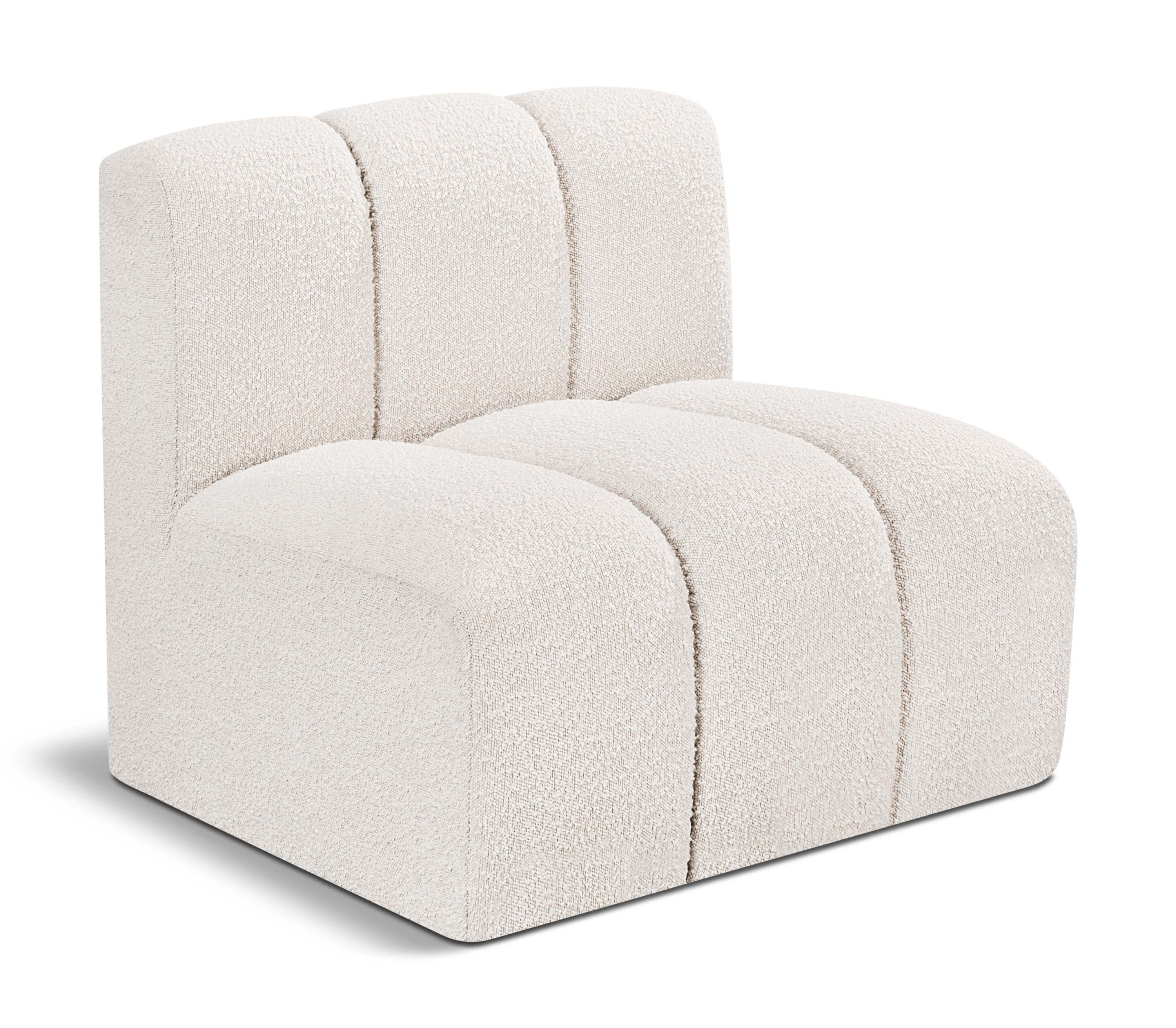 Arc - Boucle Fabric Straight Chair - Cream